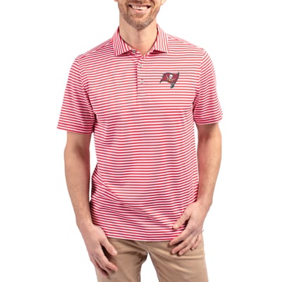 Tampa Bay Buccaneers Cutter & Buck Virtue Eco Pique Stripe Recycled Polo - Red
