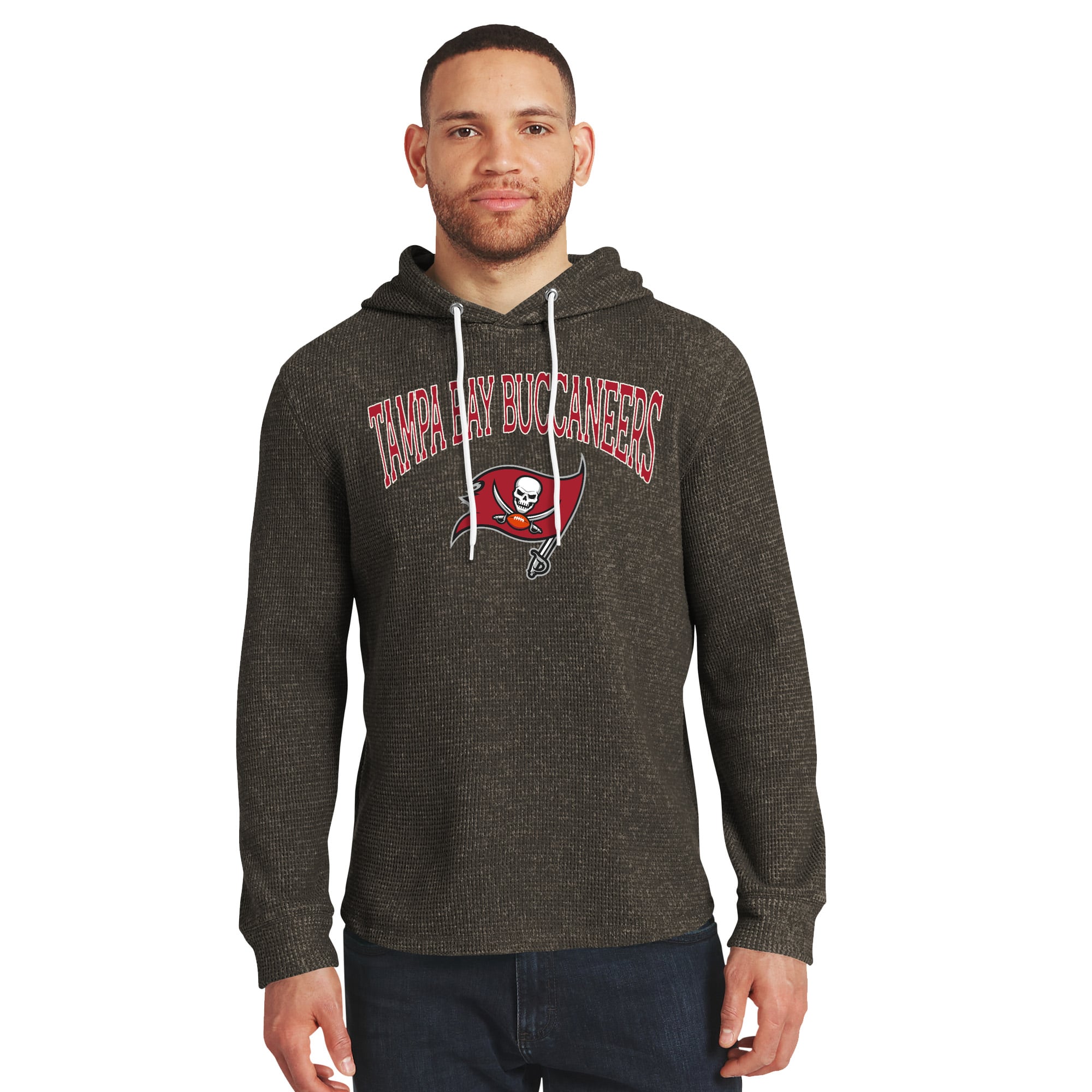 Men's Darius Rucker Collection by Fanatics Pewter Tampa Bay Buccaneers Waffle Knit Hooded Tri-Blend Long Sleeve T-Shirt