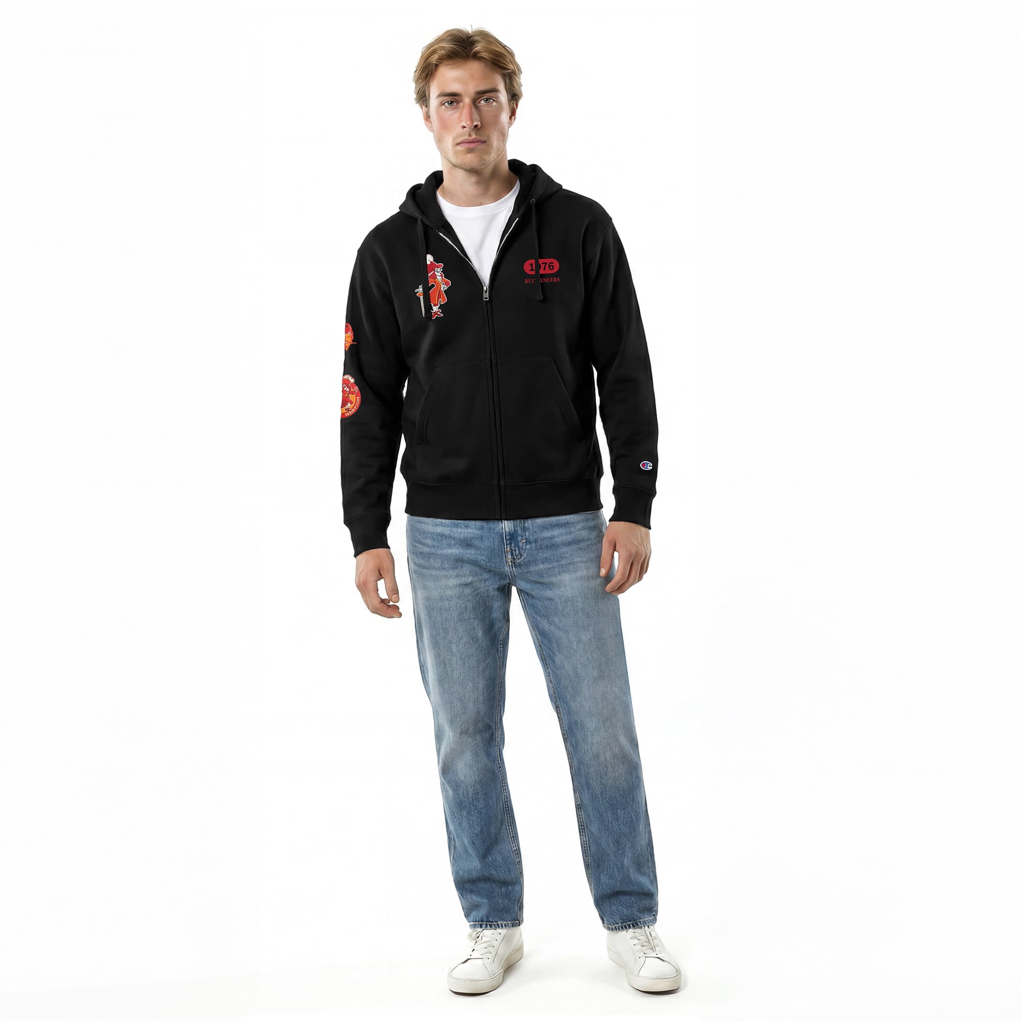 Men's Disney x Champion Black Tampa Bay Buccaneers Captain Hook All-Star Full-Zip Hoodie
