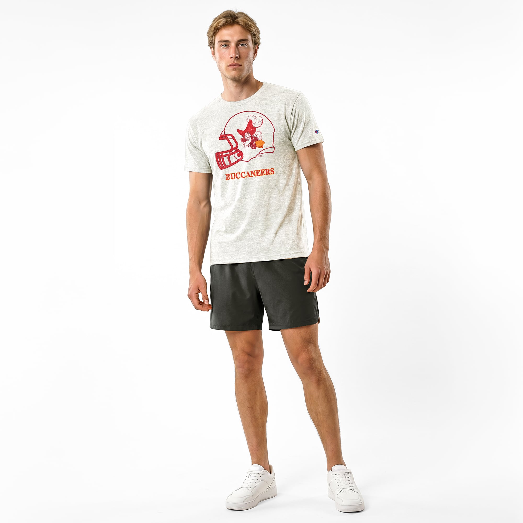 Men's Disney x Champion Cream Tampa Bay Buccaneers Captain Hook Tri-Blend T-Shirt