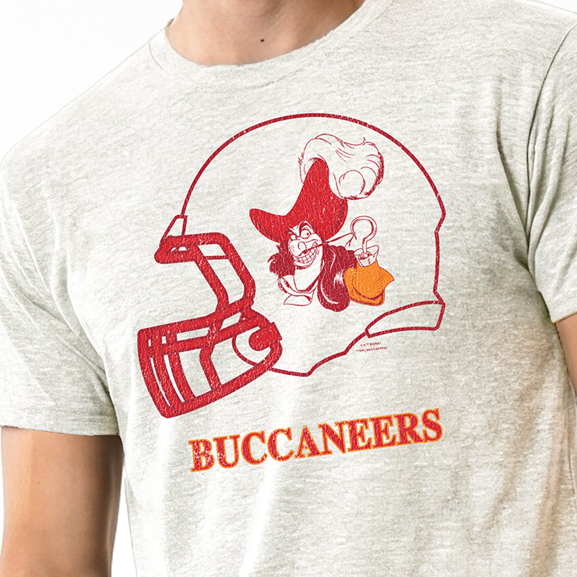 Men's Disney x Champion Cream Tampa Bay Buccaneers Captain Hook Tri-Blend T-Shirt