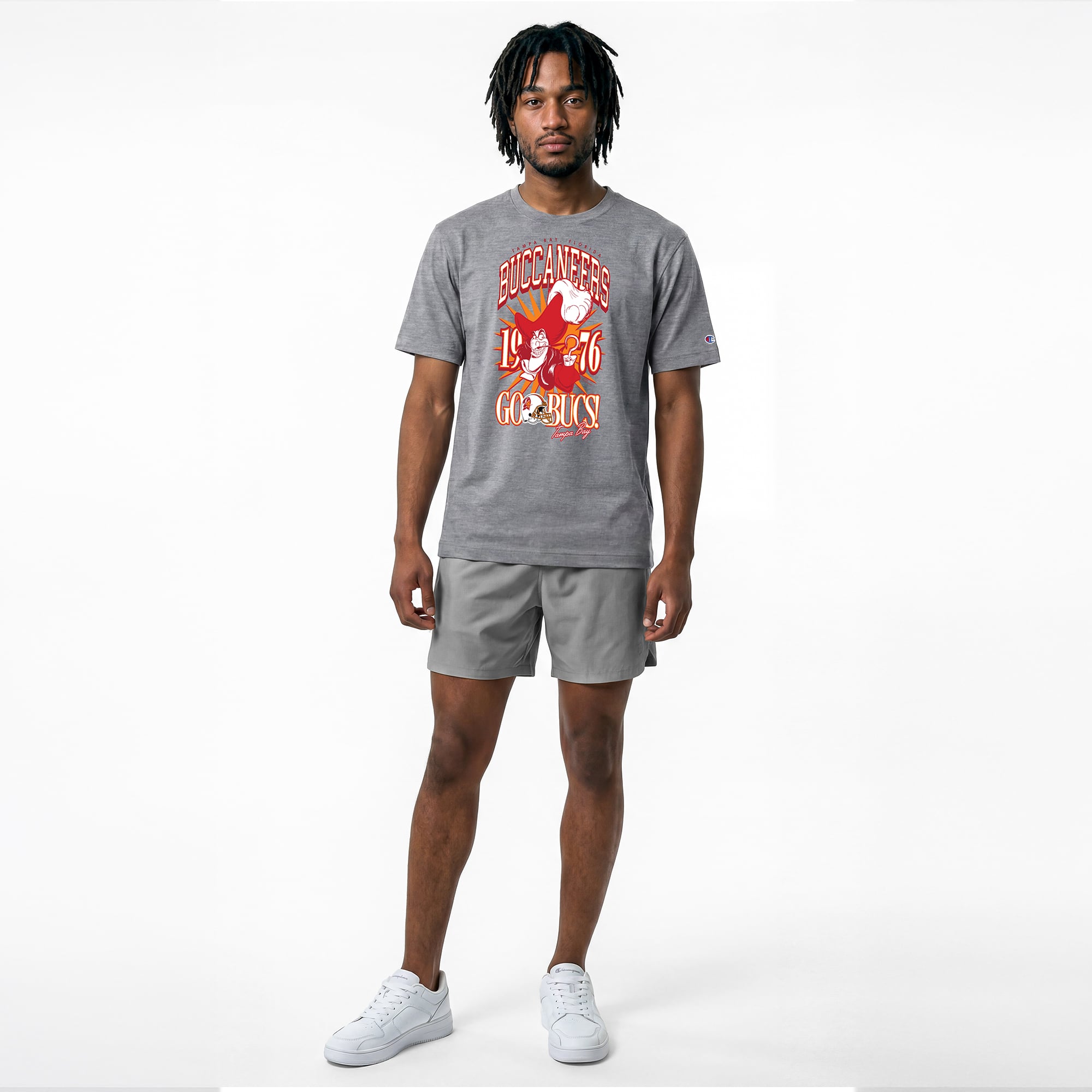 T-shirt homme Disney x Champion gris Tampa Bay Buccaneers Captain Hook All-Star