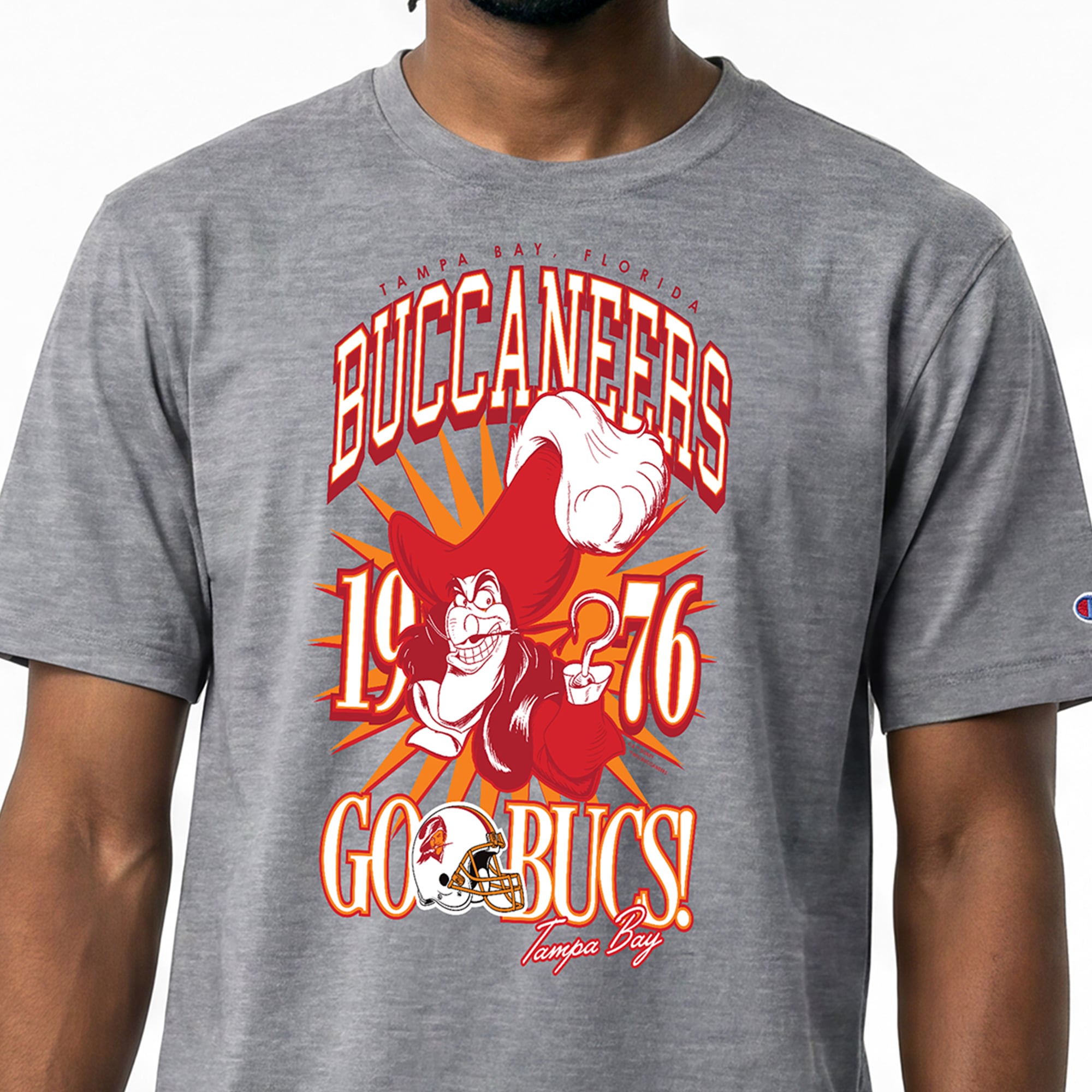 T-shirt homme Disney x Champion gris Tampa Bay Buccaneers Captain Hook All-Star