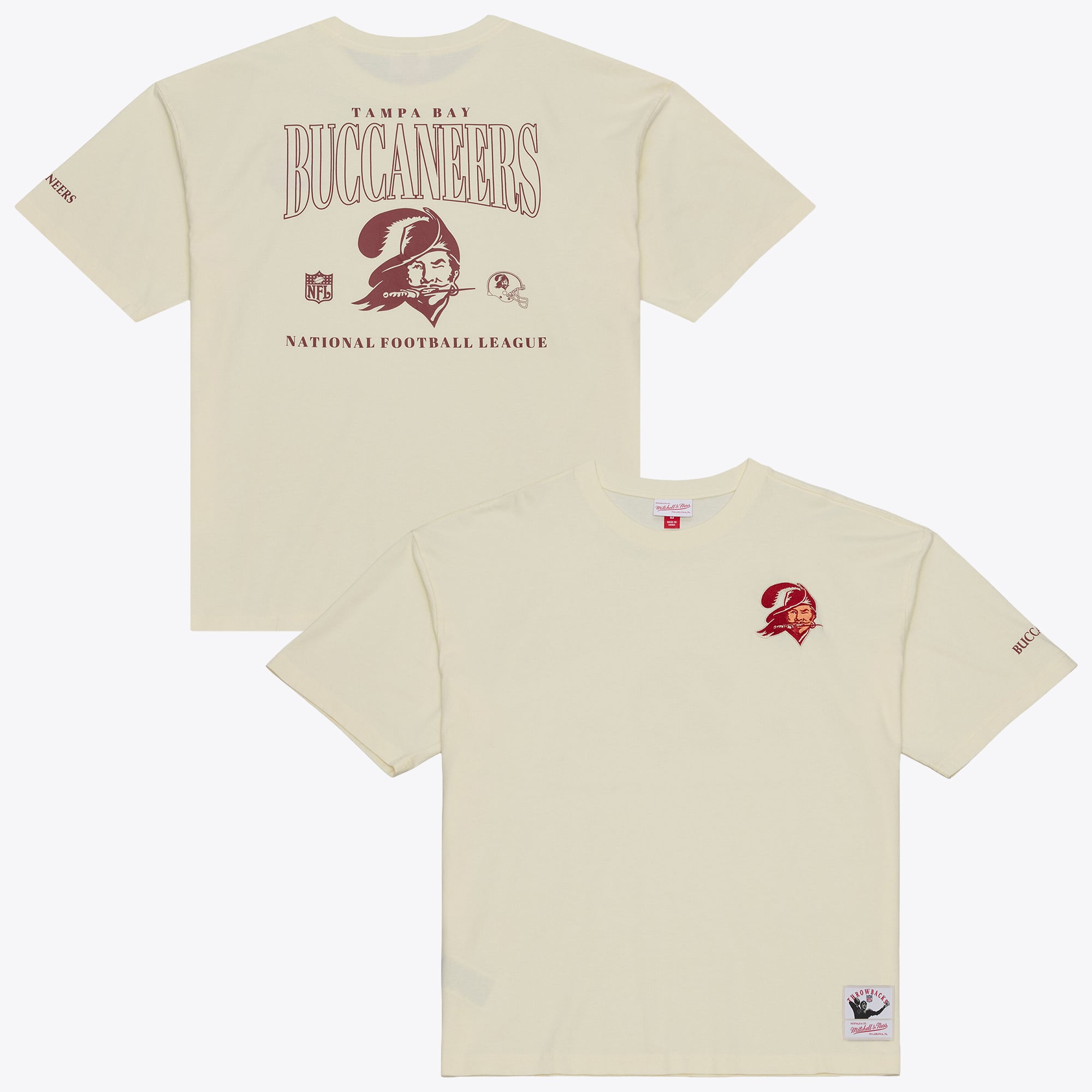 Men's Mitchell & Ness  Cream Tampa Bay Buccaneers Oversized Heritage Hues T-Shirt