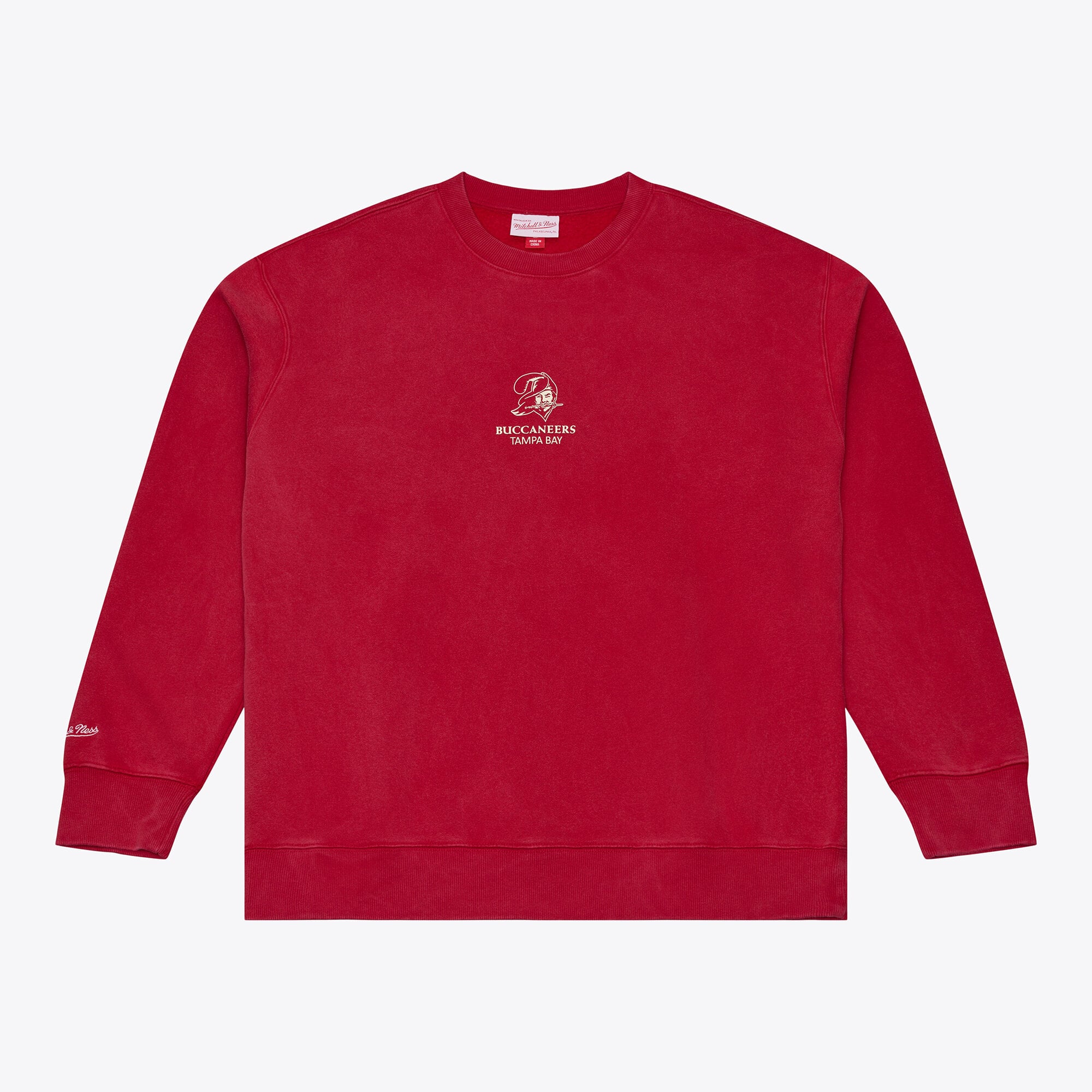 Men's Mitchell & Ness Red Tampa Bay Buccaneers Core Essentials Micro Logo Fleece Sweatshirt