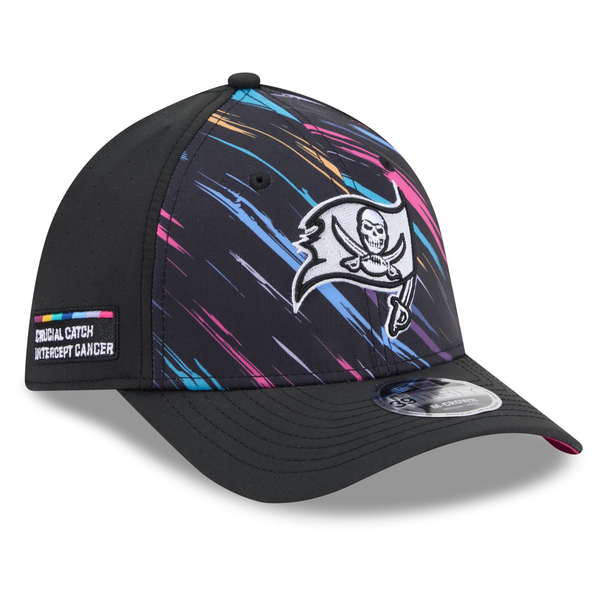 Men's New Era Black Tampa Bay Buccaneers 2026 NFL Crucial Catch 39THIRTY M-Crown Stretch Hat