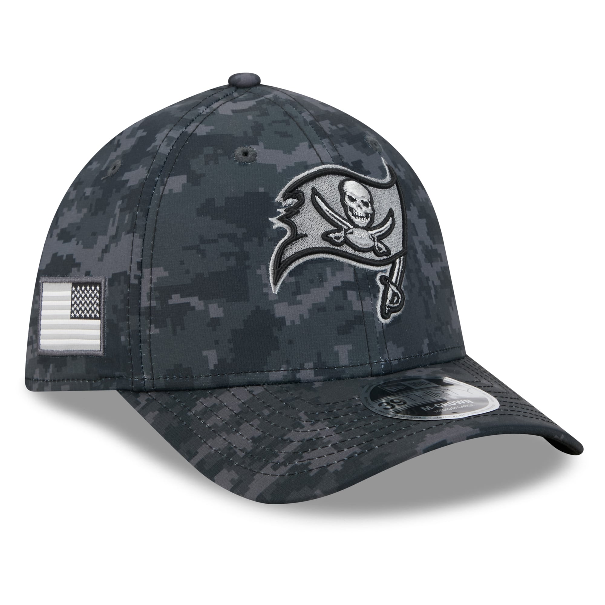 Men's New Era Black Tampa Bay Buccaneers 2026 Salute To Service 39THIRTY M-Crown Stretch Hat