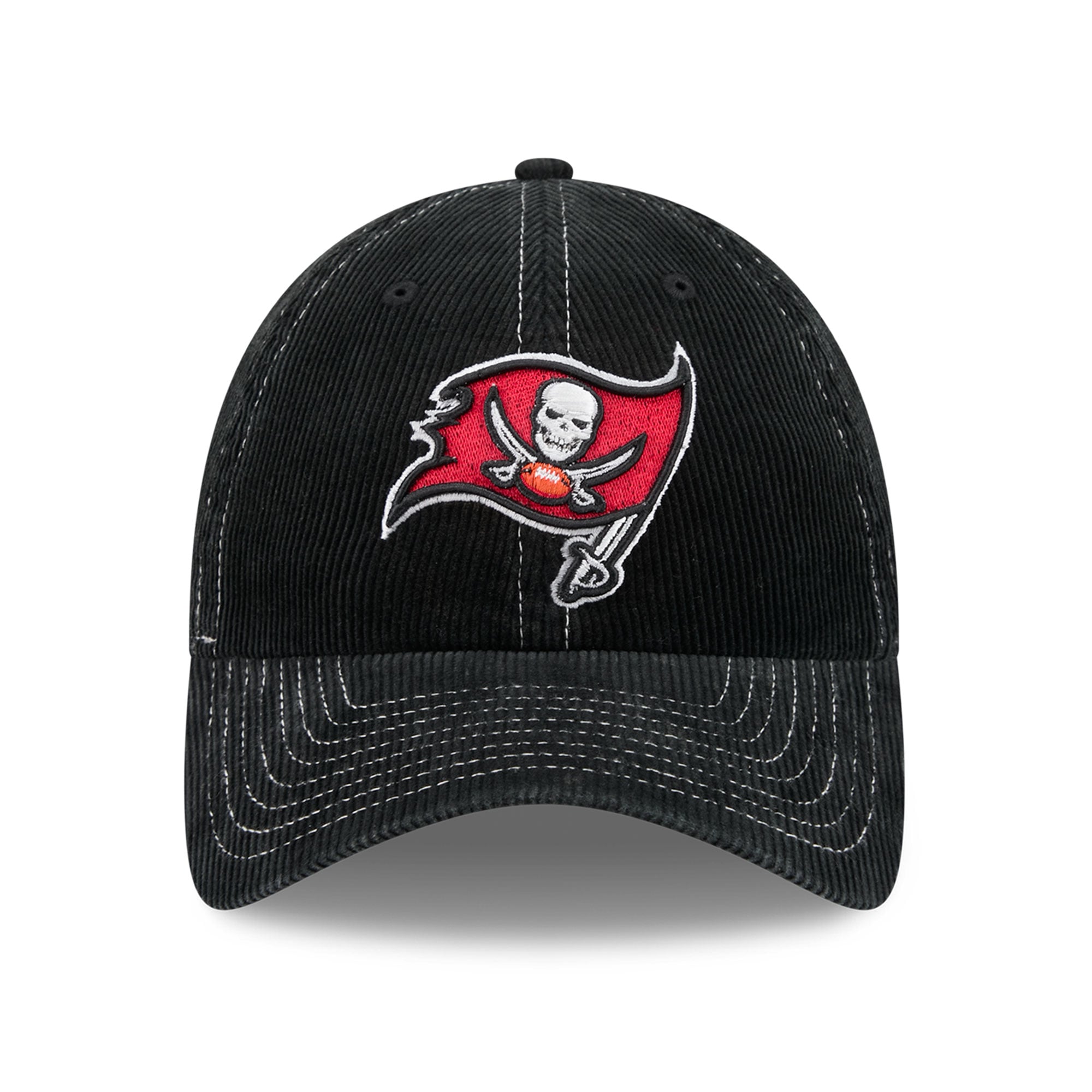 Casquette New Era noire pour homme, style classique décontracté en velours côtelé, Tampa Bay Buccaneers.