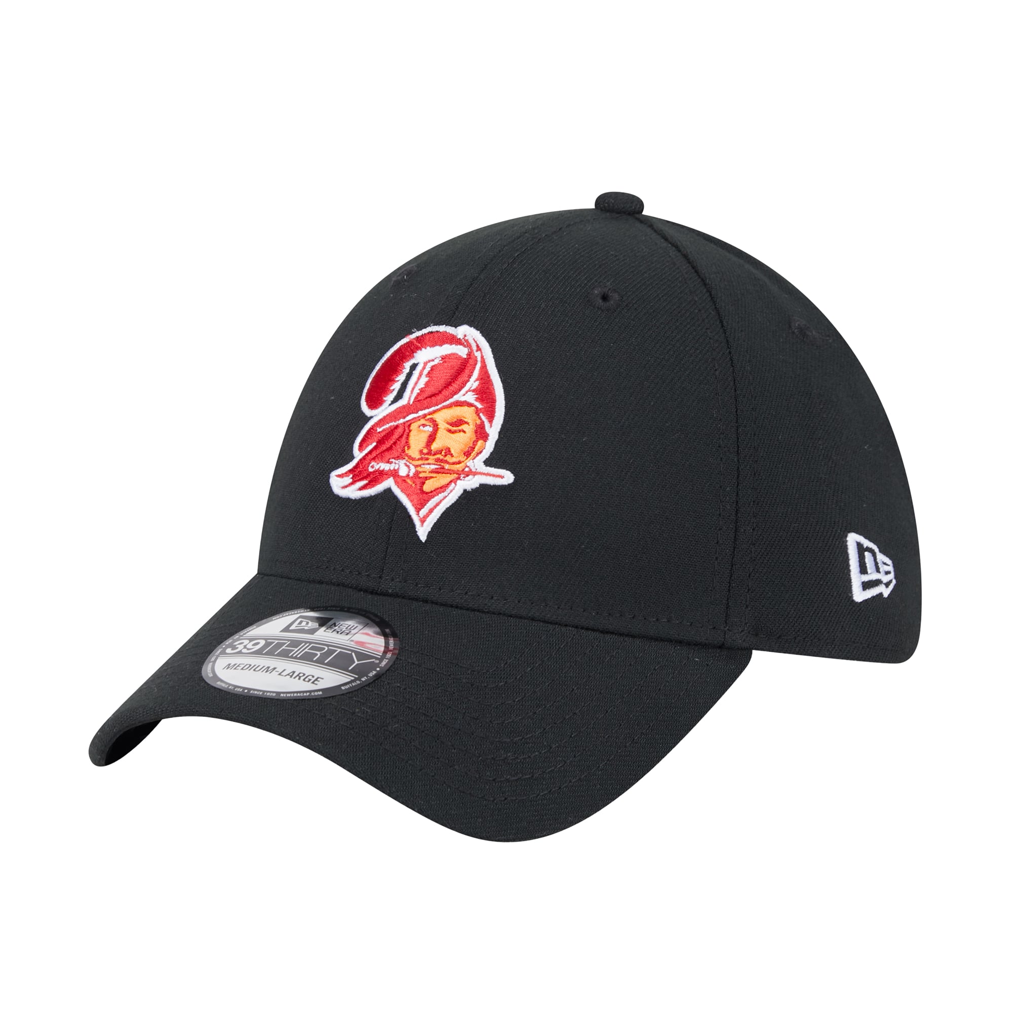 Casquette New Era noire pour homme Tampa Bay Buccaneers Throwback Main 39THIRTY Flex