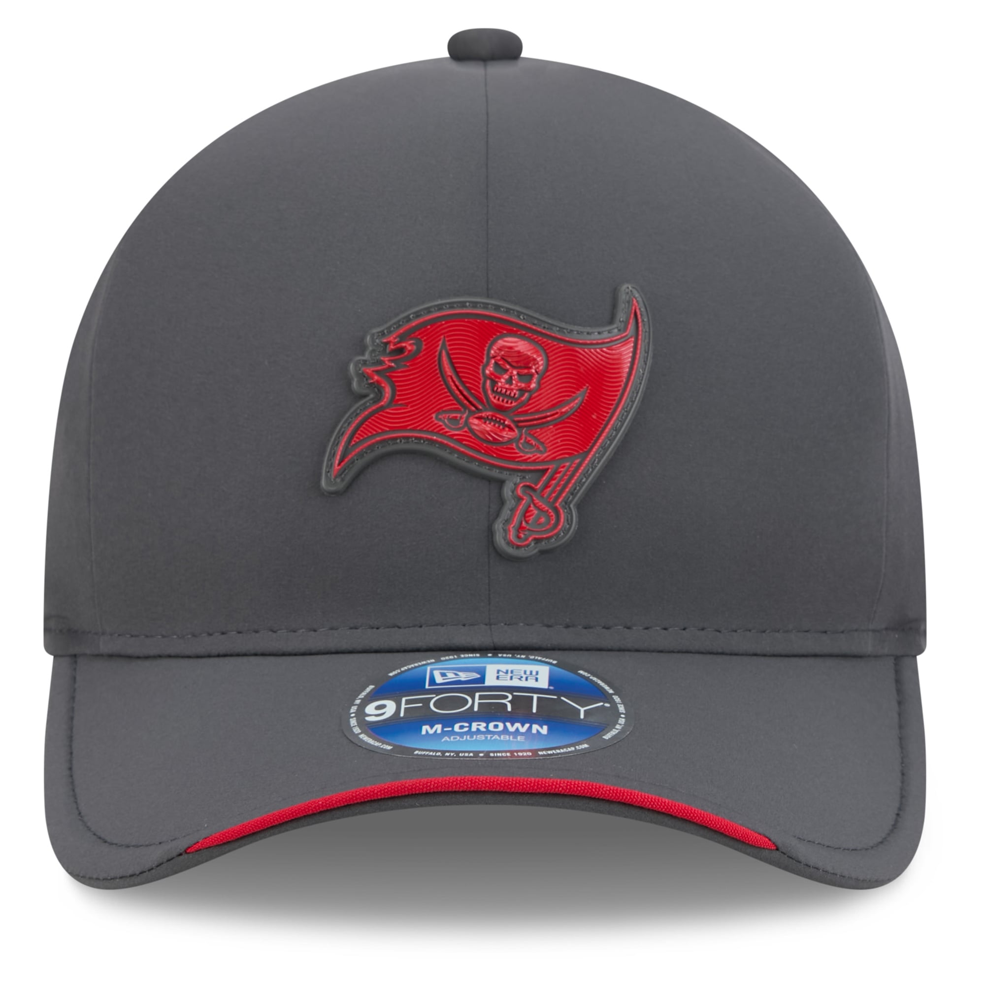 Casquette ajustable New Era 9FORTY M-Crown pour homme, couleur anthracite, Tampa Bay Buccaneers, collection 2026, idéale pour les temps froids.