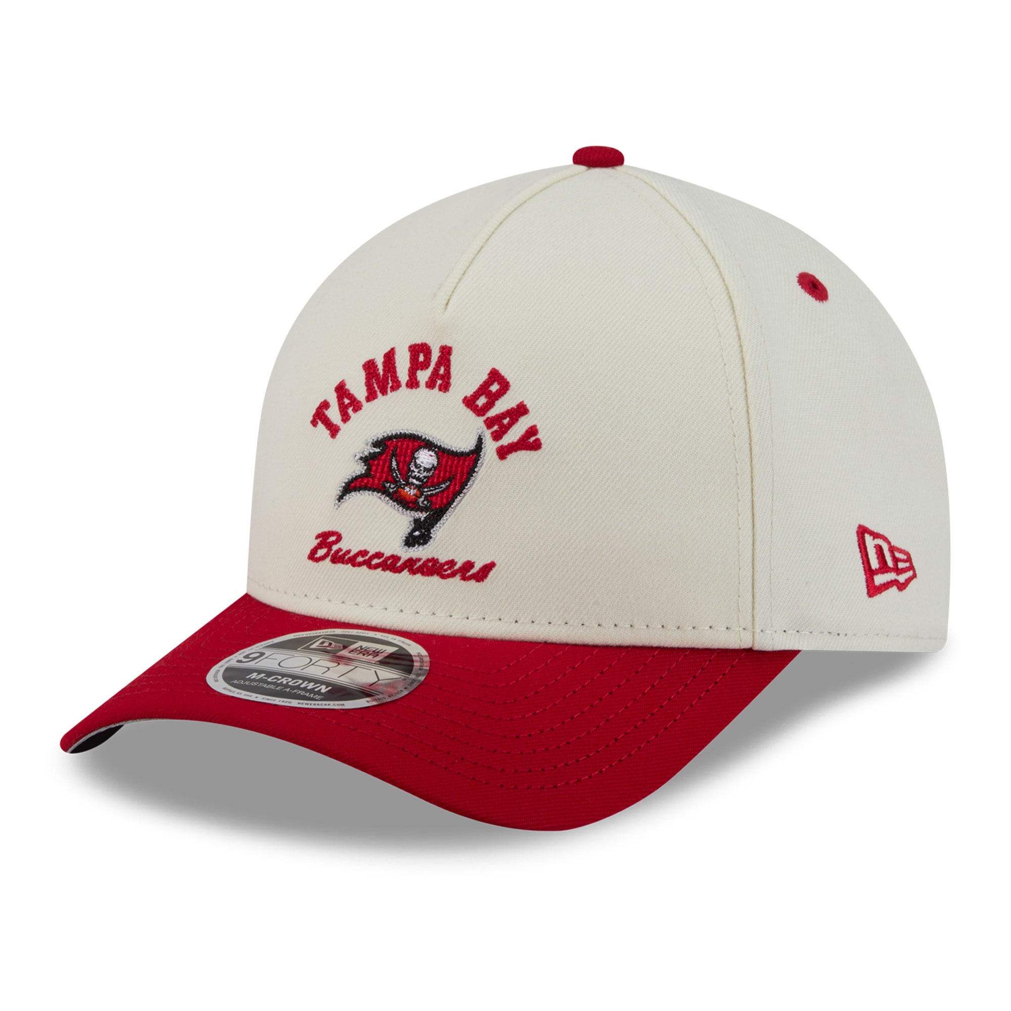 Casquette ajustable New Era crème/rouge Tampa Bay Buccaneers Arch 9FORTY A-Frame M-Crown pour homme