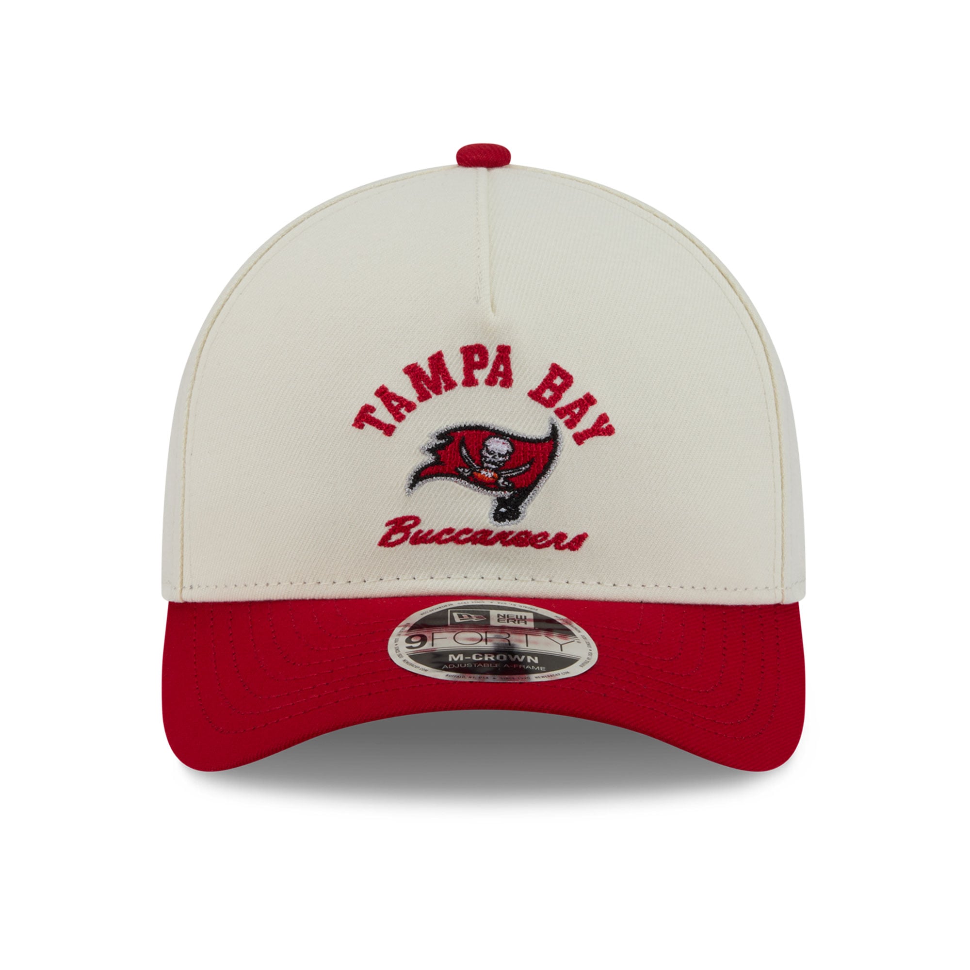 Casquette ajustable New Era crème/rouge Tampa Bay Buccaneers Arch 9FORTY A-Frame M-Crown pour homme