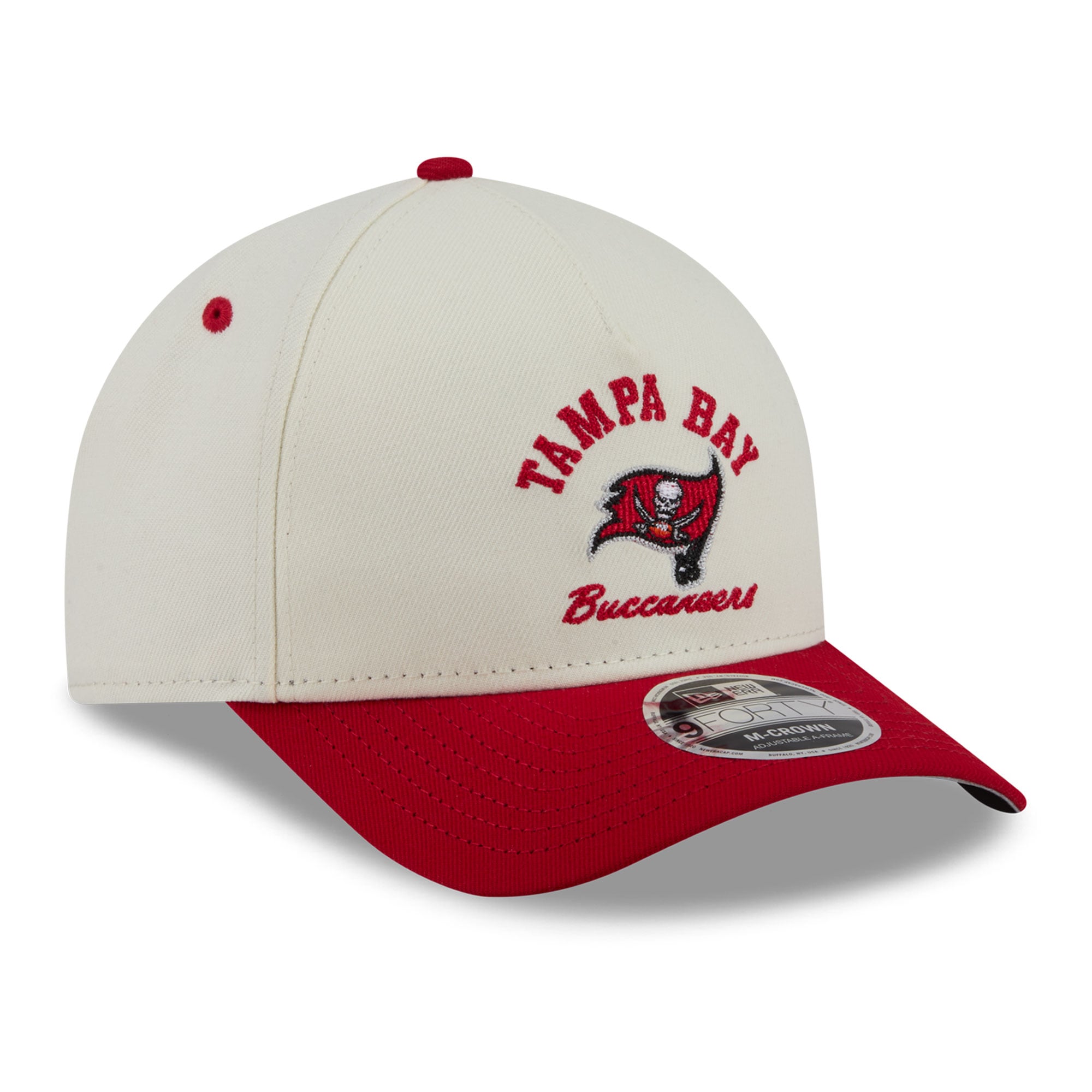 Casquette ajustable New Era crème/rouge Tampa Bay Buccaneers Arch 9FORTY A-Frame M-Crown pour homme
