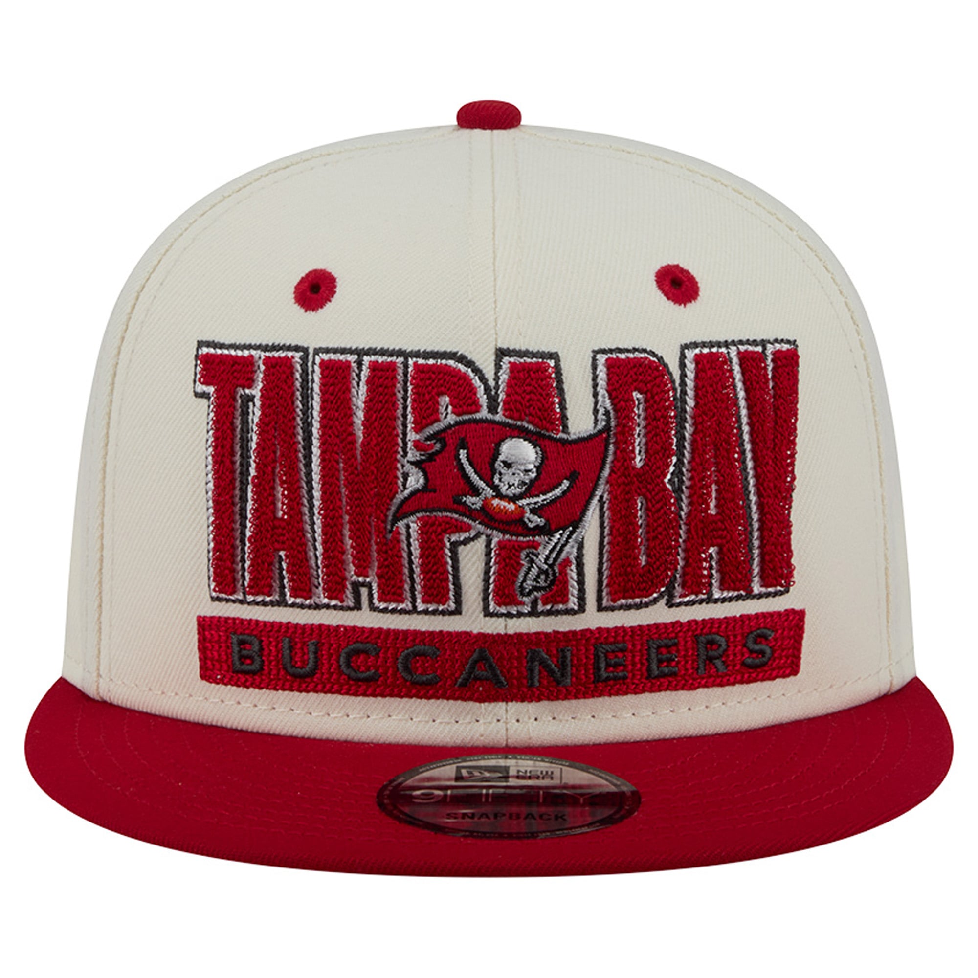 Casquette snapback classique 9FIFTY crème/rouge New Era pour homme, Tampa Bay Buccaneers
