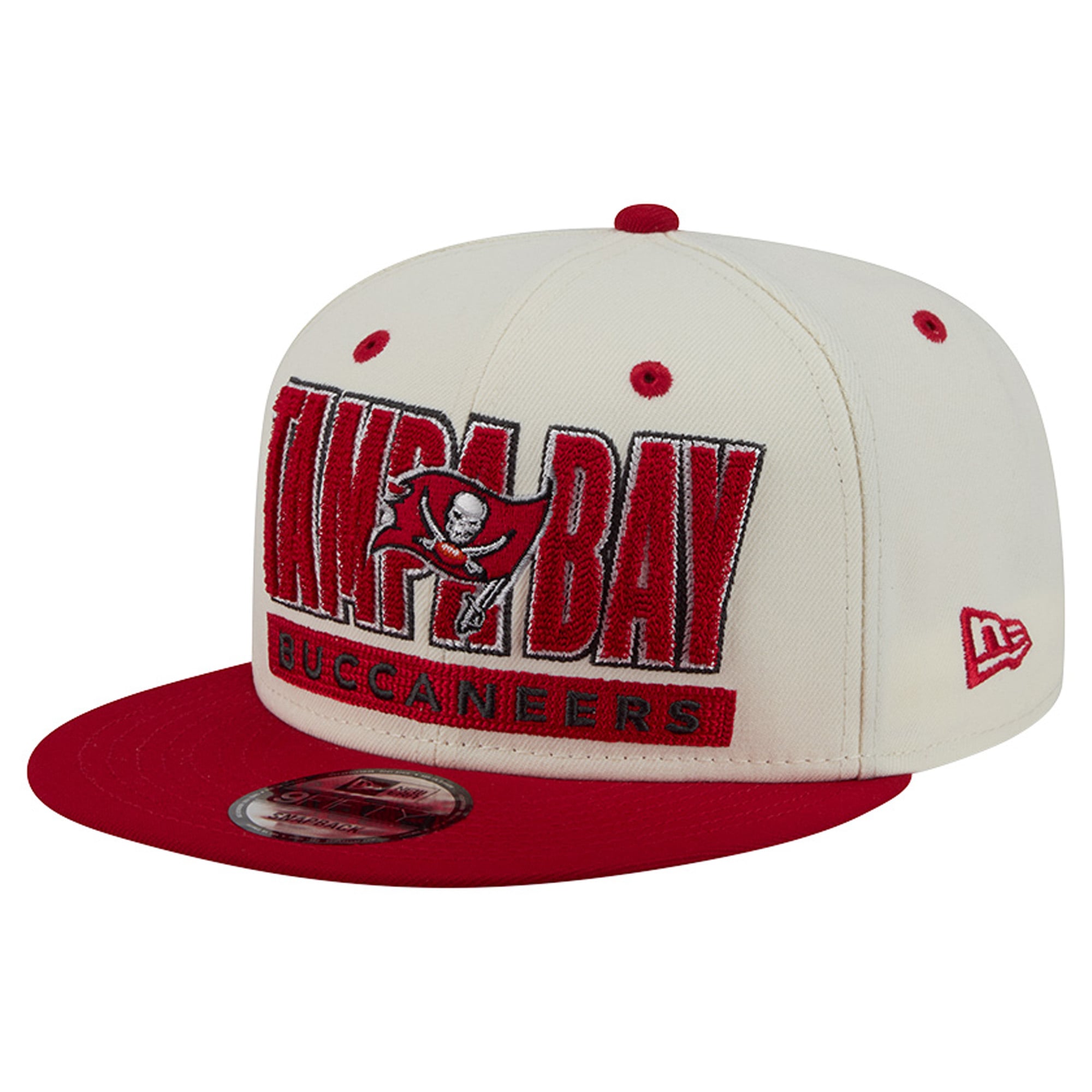 Casquette snapback classique 9FIFTY crème/rouge New Era pour homme, Tampa Bay Buccaneers