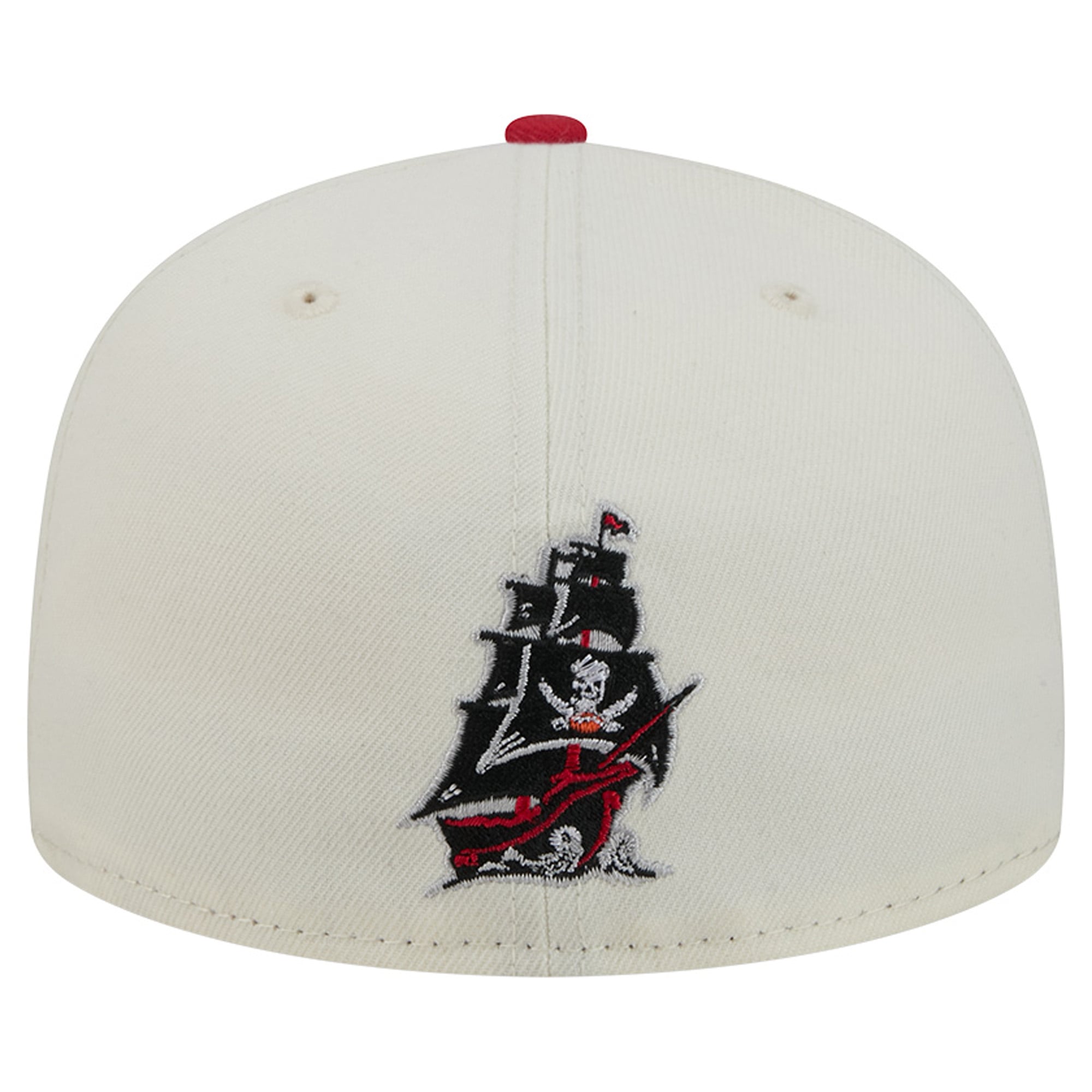 Casquette ajustée New Era Deceptor 59FIFTY crème/rouge pour homme des Buccaneers de Tampa Bay