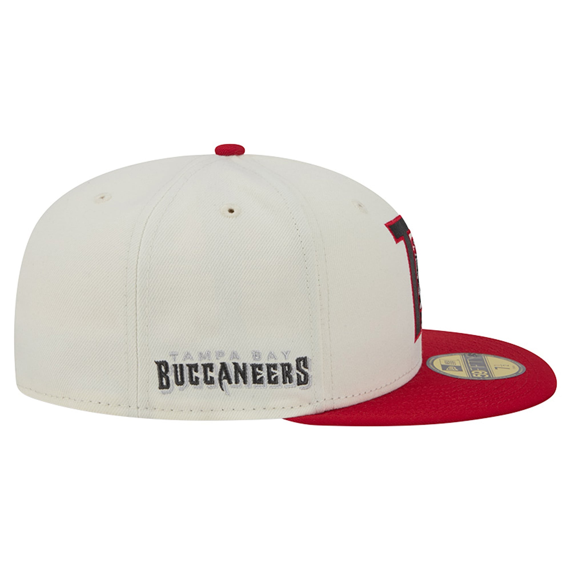 Casquette ajustée New Era Deceptor 59FIFTY crème/rouge pour homme des Buccaneers de Tampa Bay