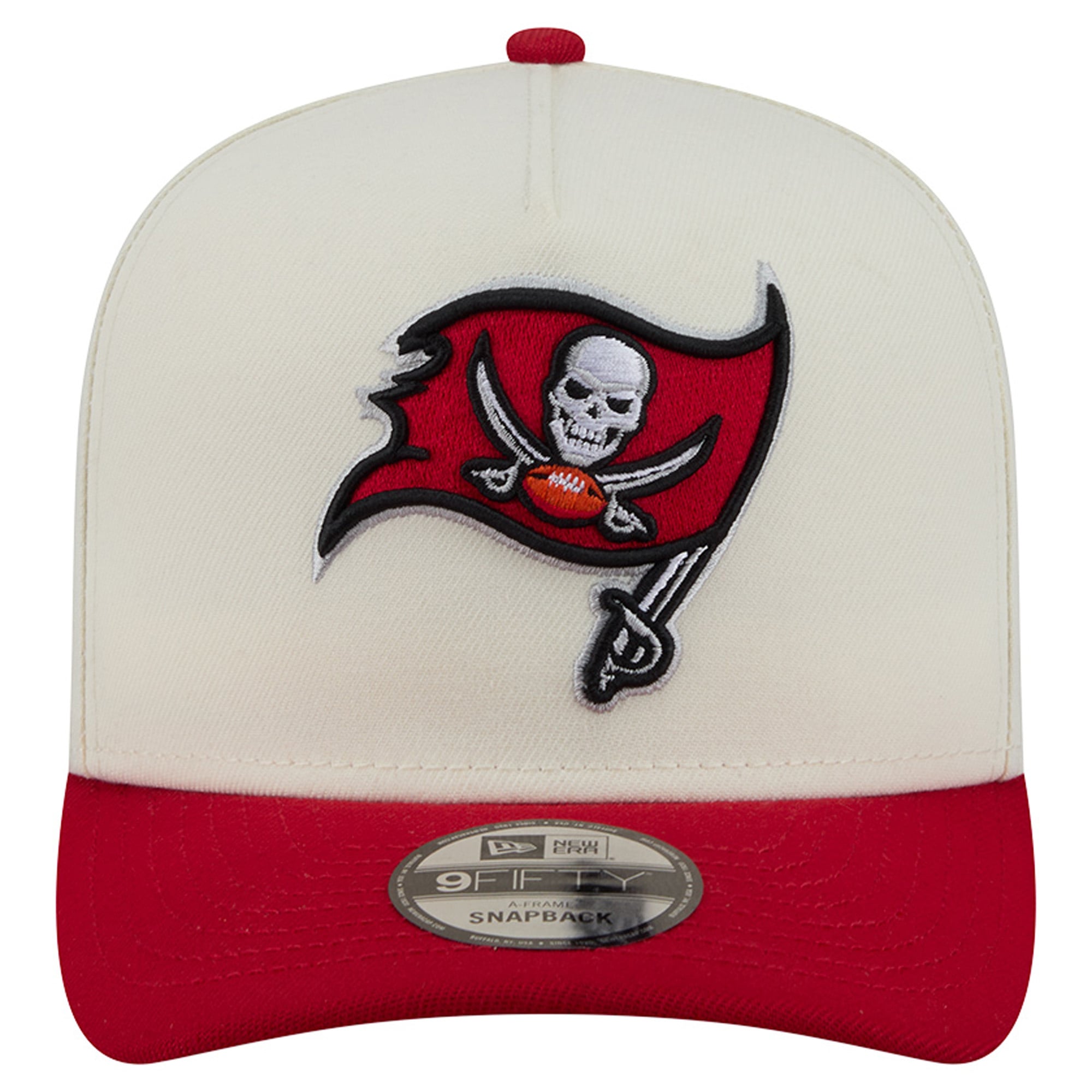 Casquette snapback New Era 9FIFTY crème/rouge pour homme, logo Tampa Bay Buccaneers à l'arrière.