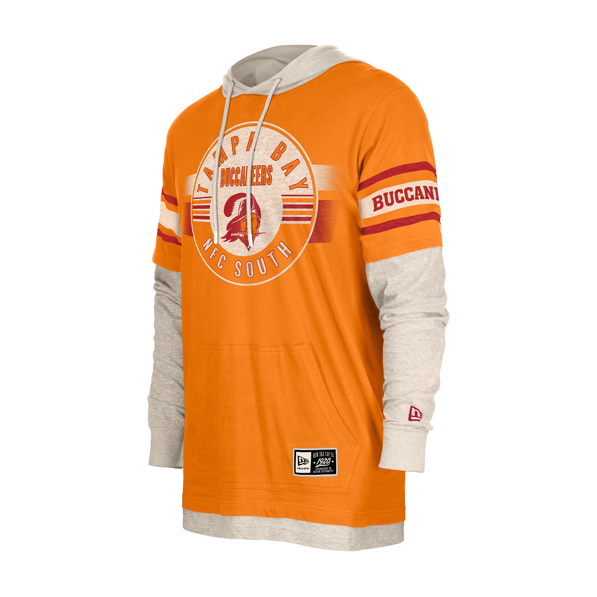 T-shirt à capuche manches longues New Era orange Tampa Bay Buccaneers pour homme