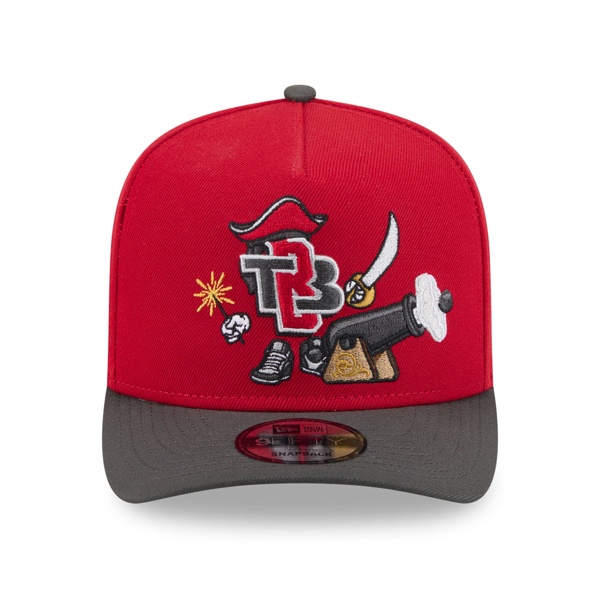 Casquette snapback New Era 9FIFTY pour homme, rouge/étain, motif dessin animé des Buccaneers de Tampa Bay