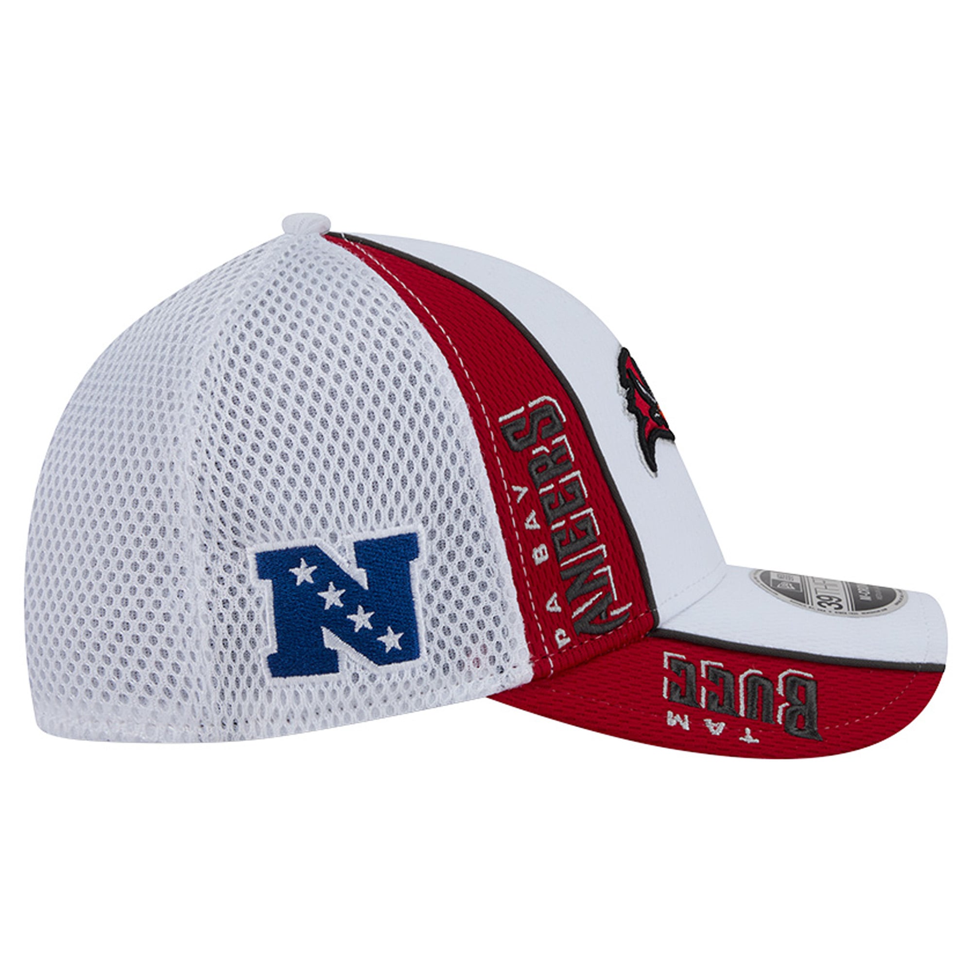 Casquette New Era blanche et rouge Tampa Bay Buccaneers Dash 39THIRTY M-Crown Flex pour homme