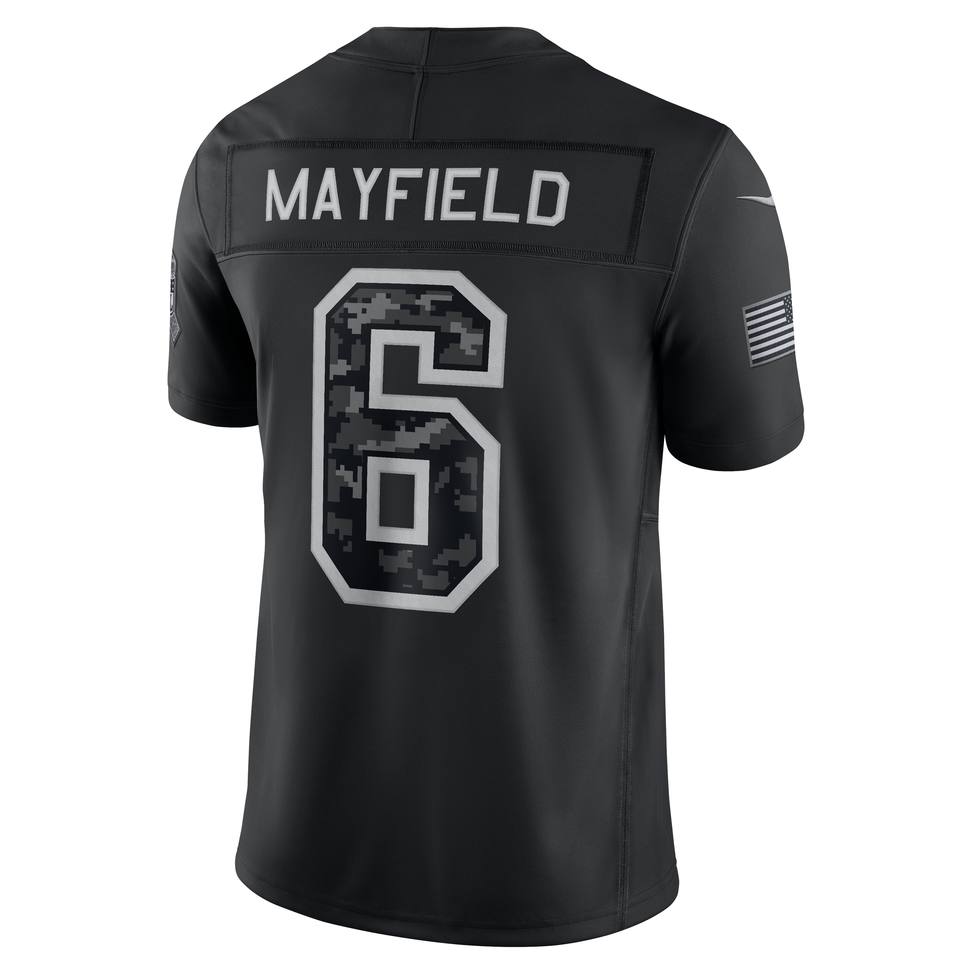 Maillot Nike Baker Mayfield noir Tampa Bay Buccaneers 2026 Salute to Service, édition limitée cousue