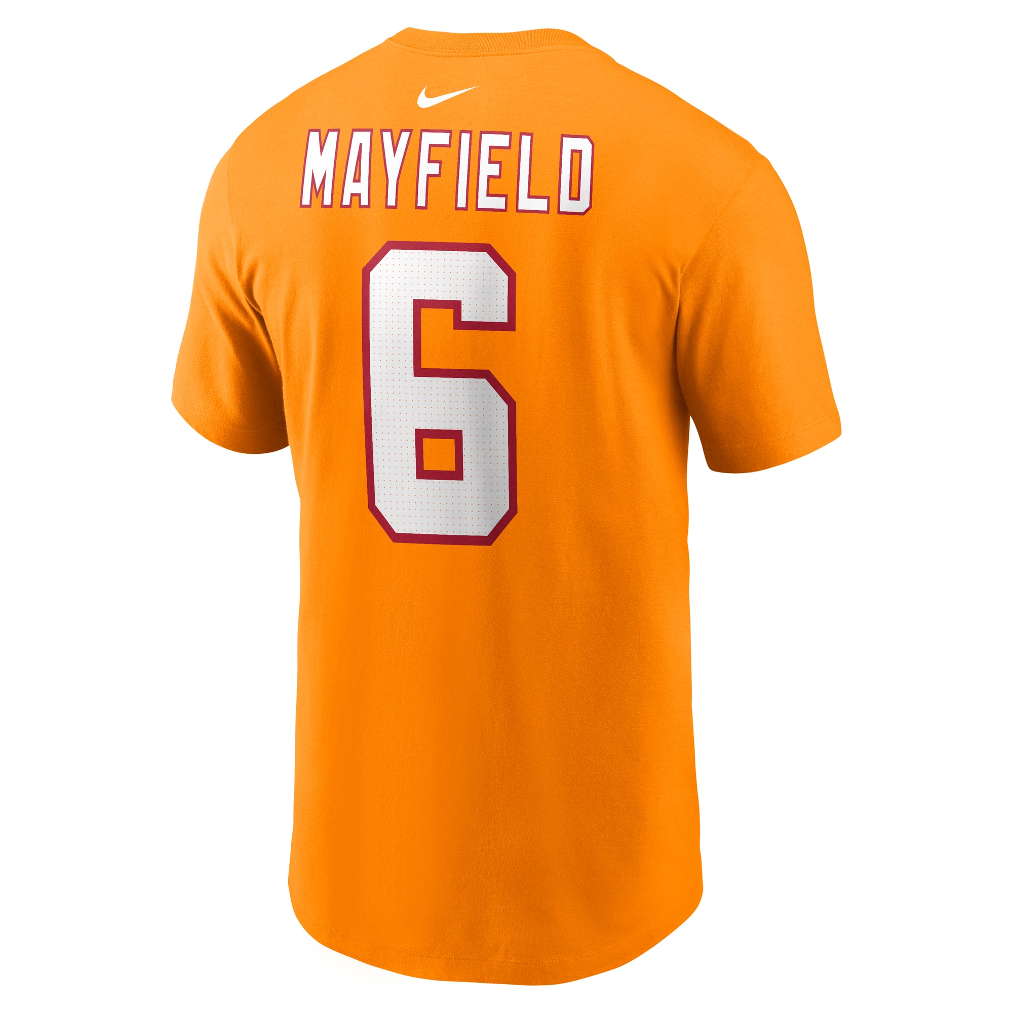 T-shirt Nike Baker Mayfield blanc pour homme, avec nom et numéro des Buccaneers de Tampa Bay