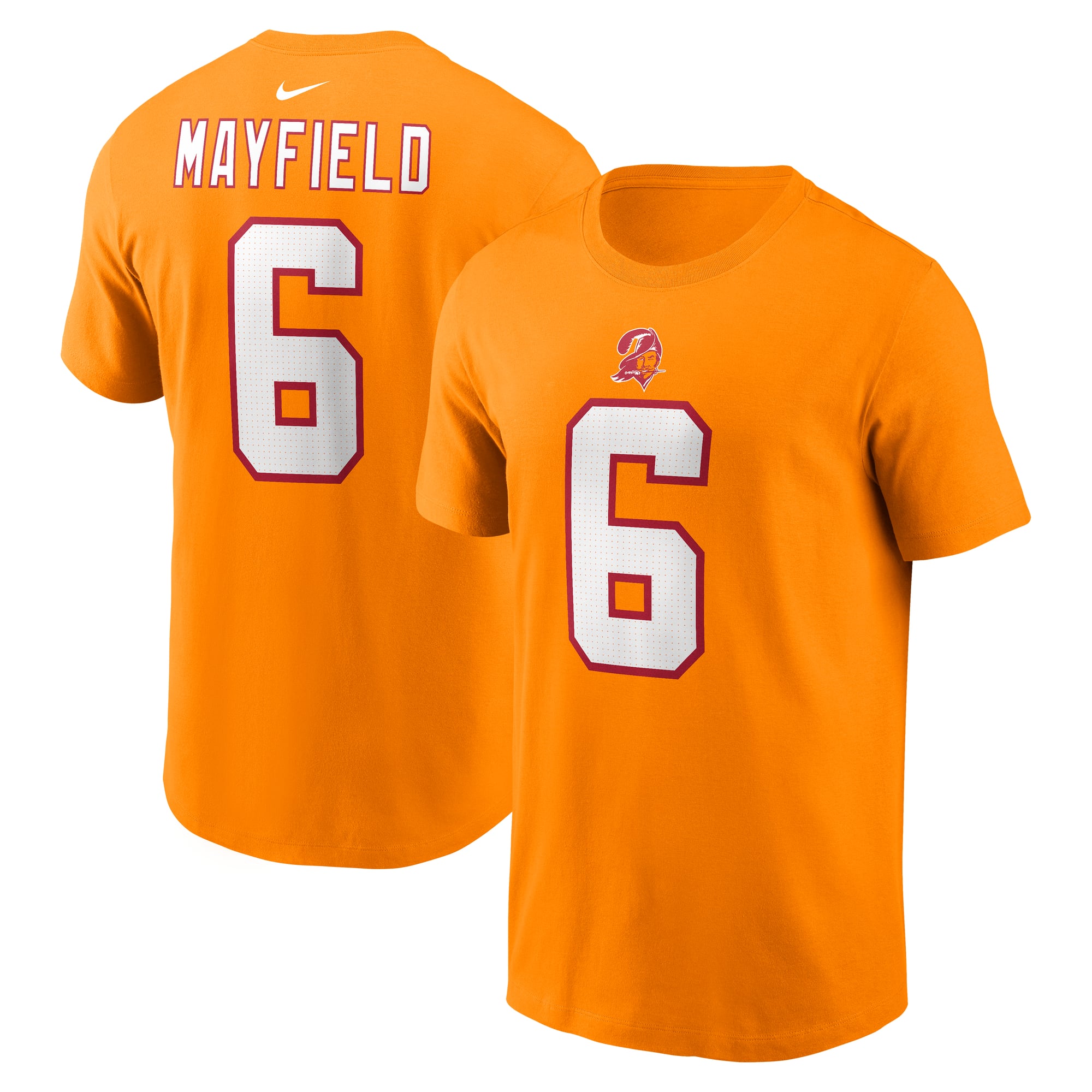 T-shirt Nike Baker Mayfield blanc pour homme, avec nom et numéro des Buccaneers de Tampa Bay