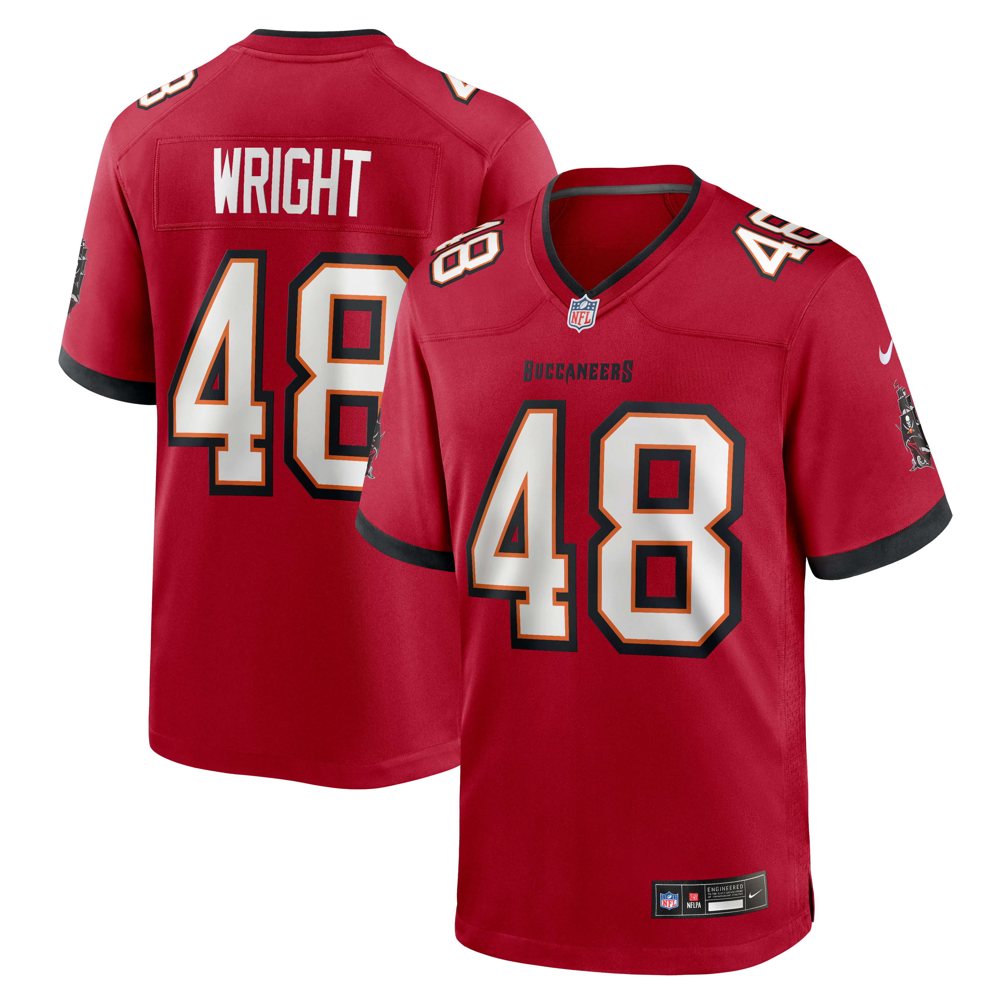 Men's Nike Javin Wright Red Tampa Bay Buccaneers Team Game Jersey