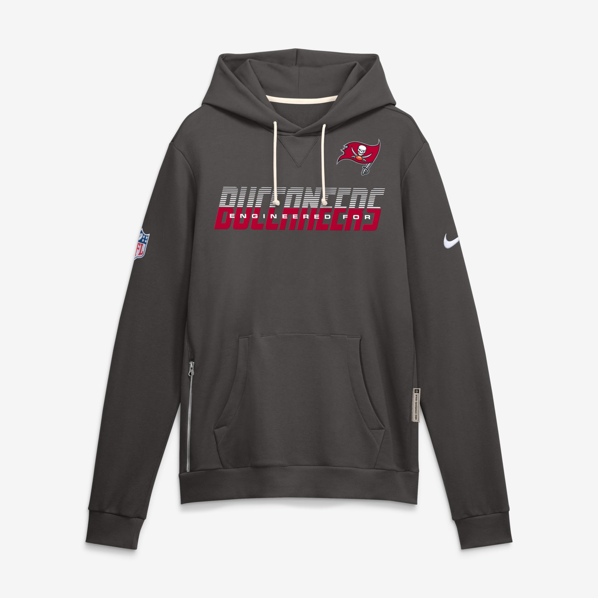 Men's Nike Pewter Tampa Bay Buccaneers Sideline Standard Issue Top Prospect Dri-FIT Hoodie