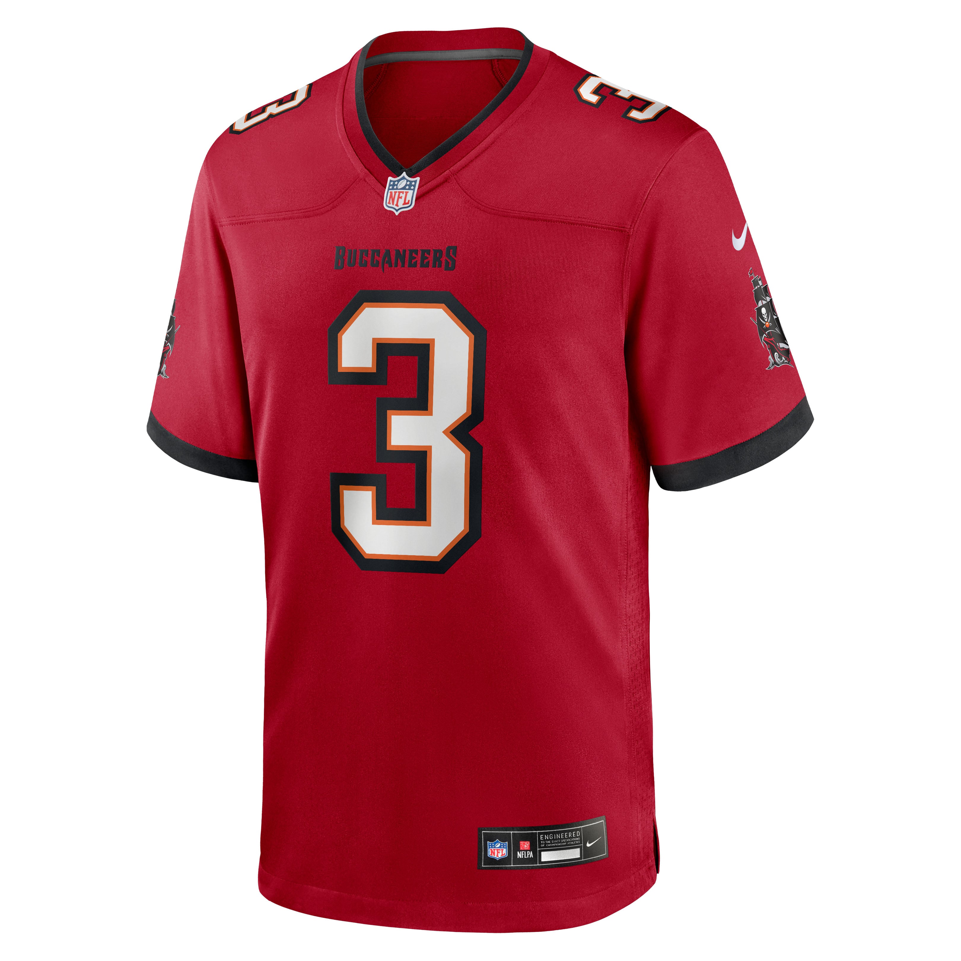 Maillot de match Nike rouge des Buccaneers Tampa Bay, porté par Rueben Bain Jr.