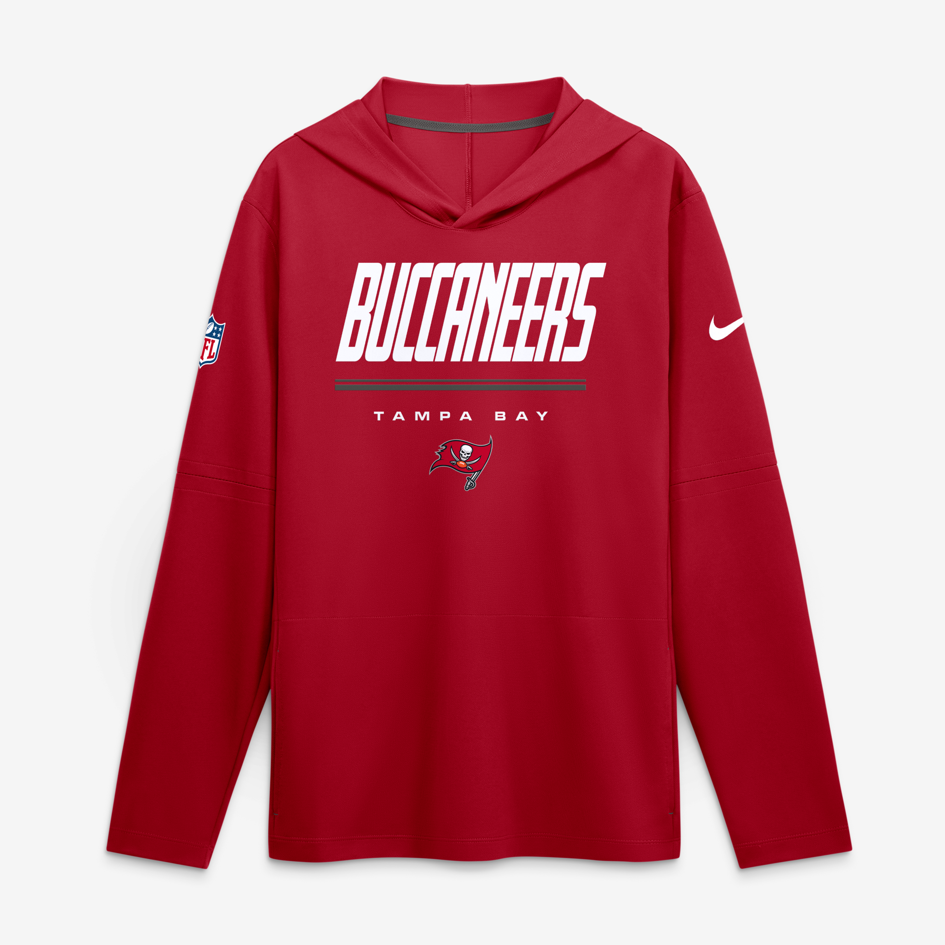 Men's Nike Red Tampa Bay Buccaneers Sideline Game On Lightweight Long Sleeve Hooded Dri-FIT Top