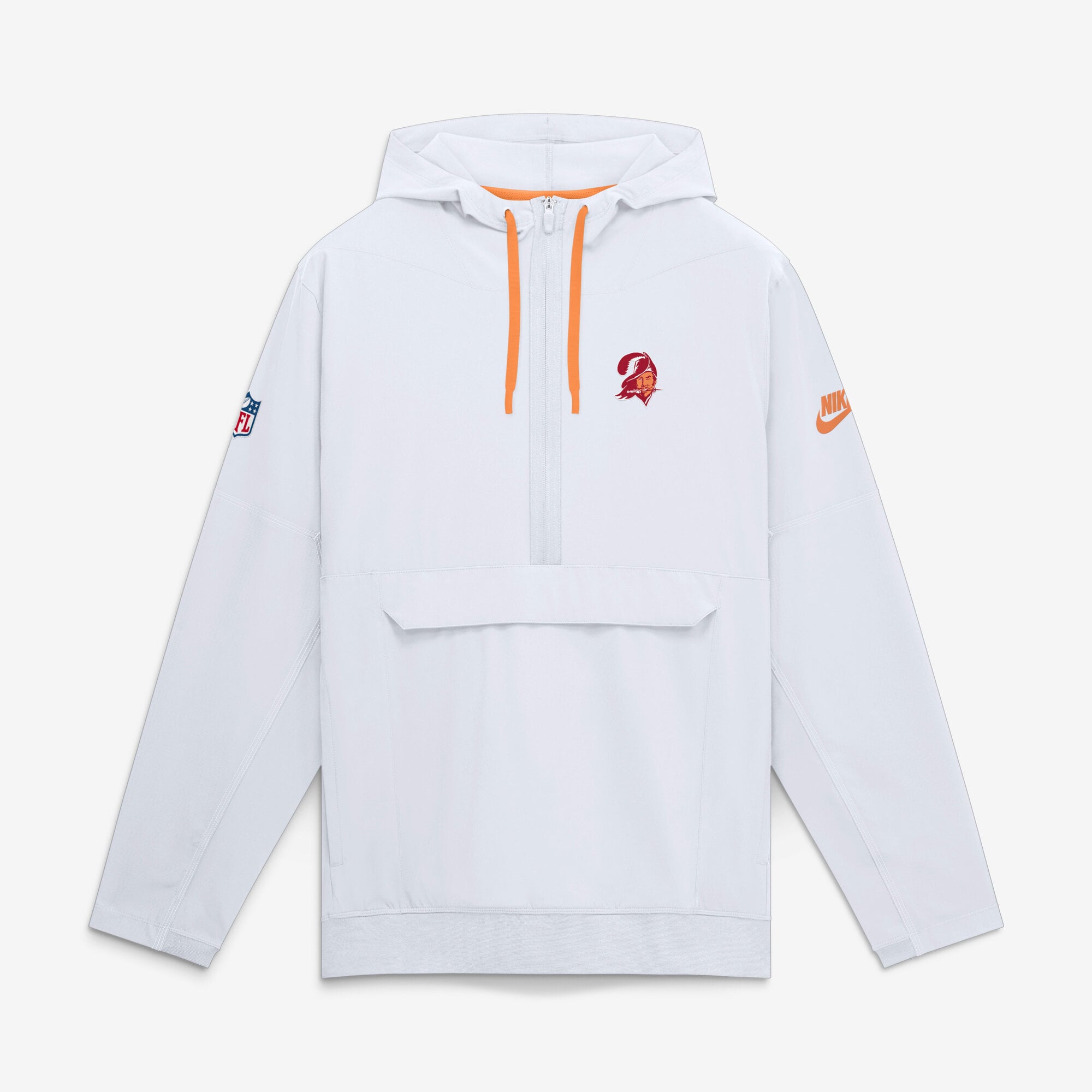Men's Nike White Tampa Bay Buccaneers Sideline Broken Rules Alternate Anorak Half-Zip Hooded Jacket