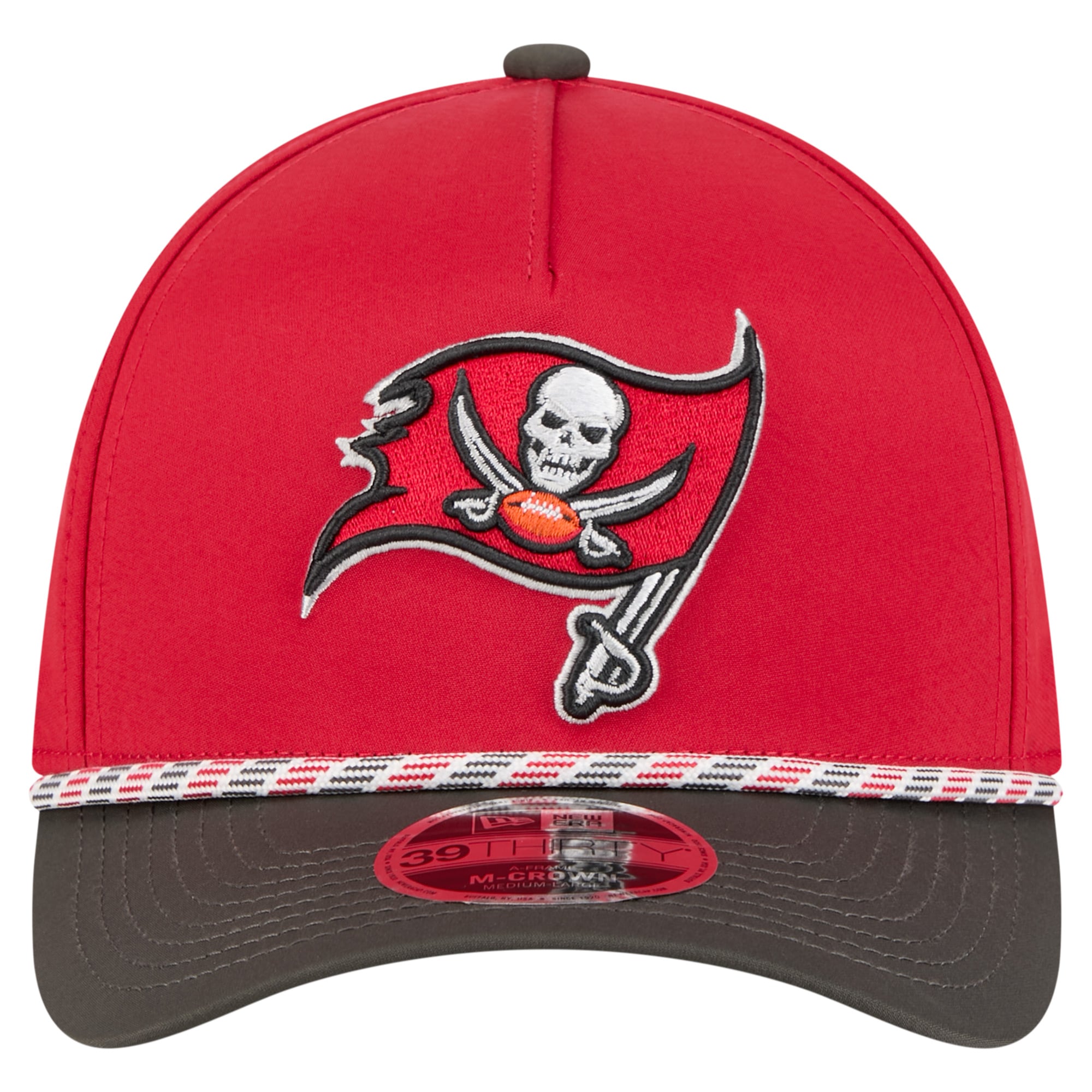 Men's Red/Pewter Tampa Bay Buccaneers Rope M-Crown A-Frame 39THIRTY Flex Hat