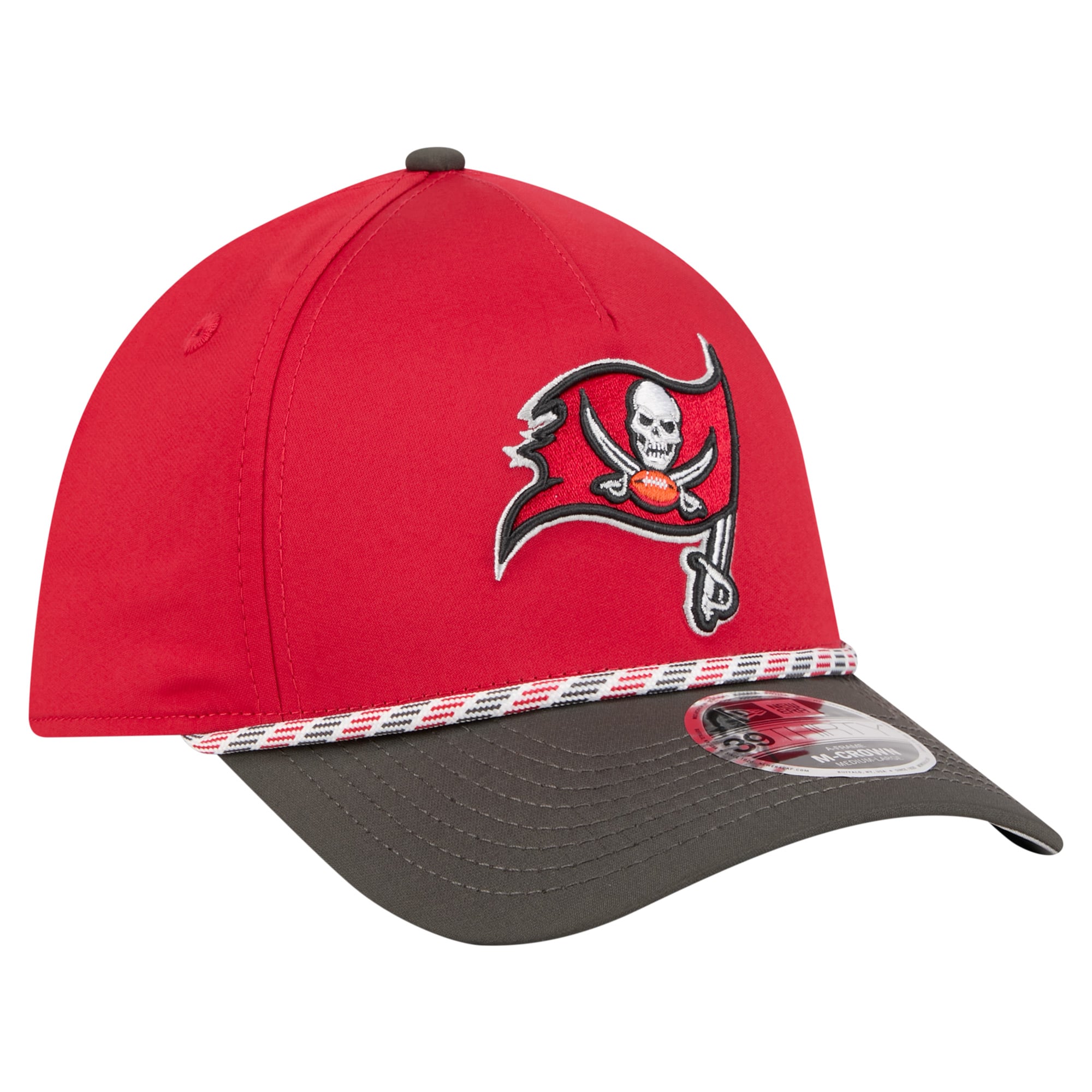 Men's Red/Pewter Tampa Bay Buccaneers Rope M-Crown A-Frame 39THIRTY Flex Hat