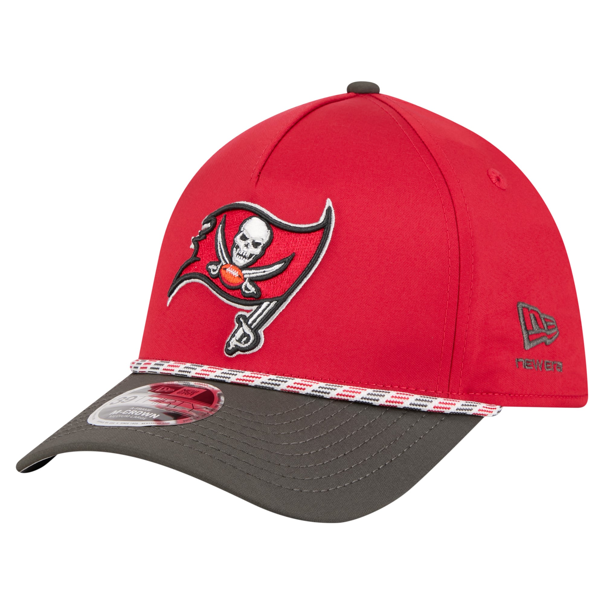 Men's  Red/Pewter Tampa Bay Buccaneers Rope M-Crown A-Frame 39THIRTY Flex Hat