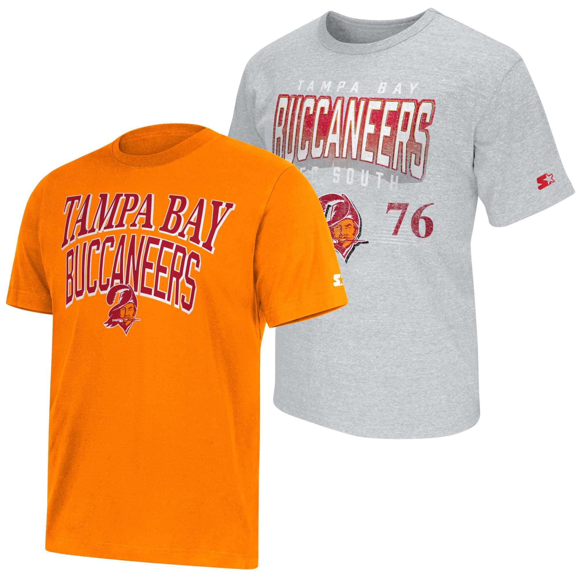 Men's Starter Orange/Heather Gray Tampa Bay Buccaneers Two-Pack Throwback Logo T-Shirt Set