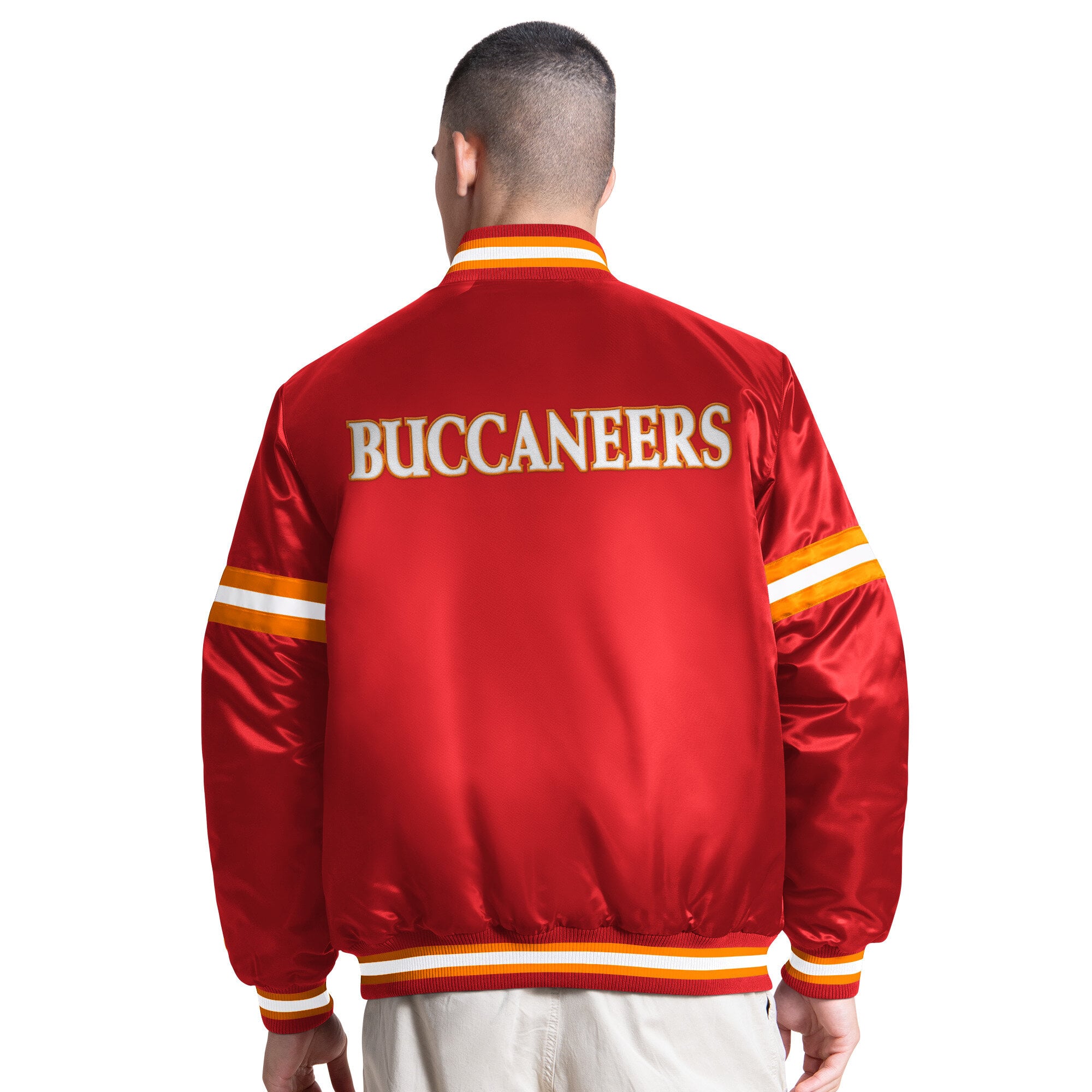 Veste universitaire rétro à boutons-pression Starter rouge pour homme, logo Courtside des Buccaneers de Tampa Bay