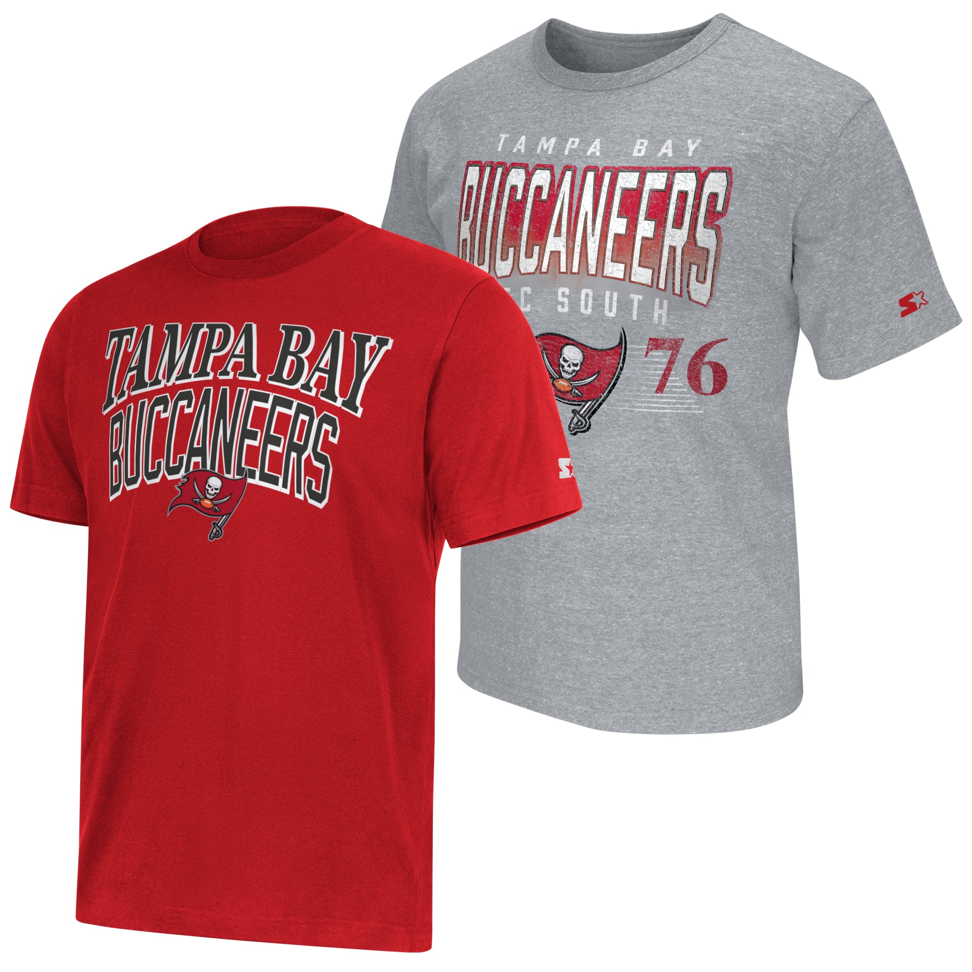 Ensemble de deux t-shirts à logo Starter rouge/gris chiné Tampa Bay Buccaneers pour homme