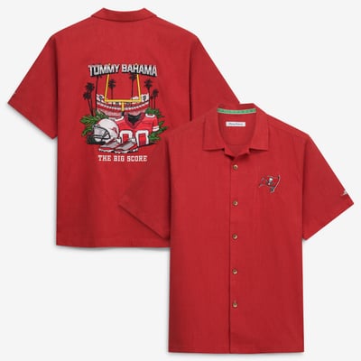  Tampa Bay Buccaneers Tommy Bahama Endzone Paradise IslandZone Button-Up Shirt - Red