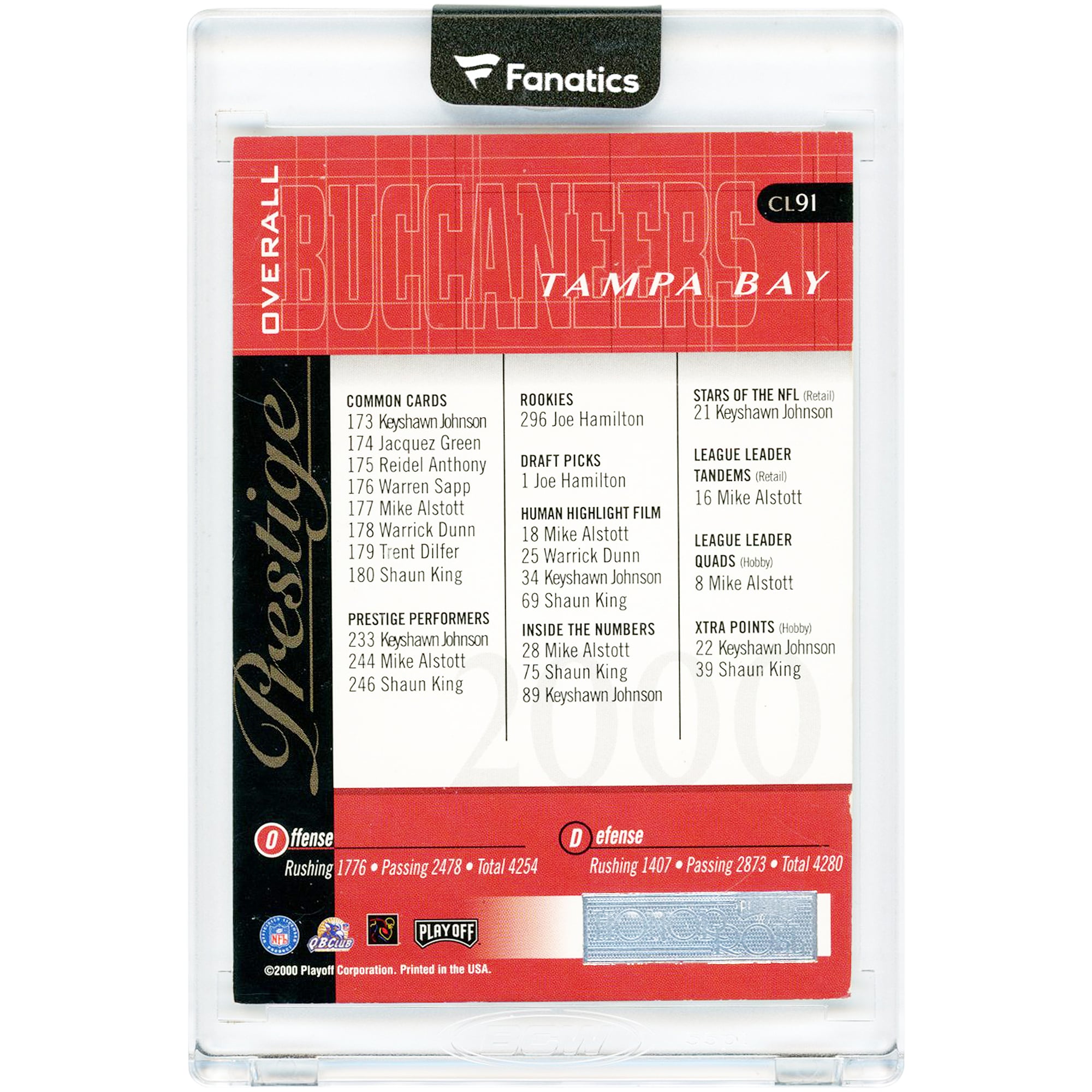 Mike Alstott Tampa Bay Buccaneers Autographed 2000 Playoff Prestige Overall Checklist Honor Roll #CL91 #1/6 Card