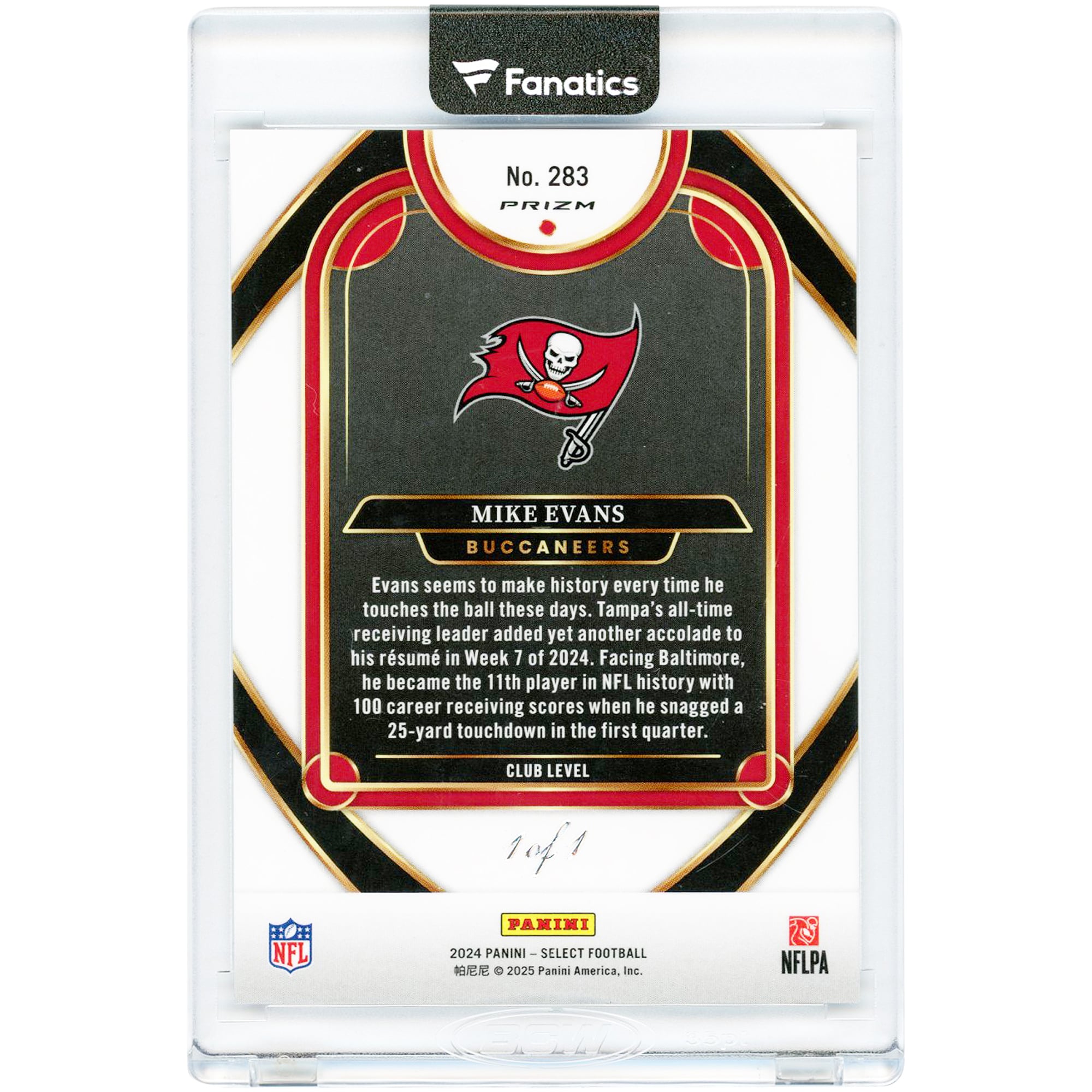 Mike Evans Tampa Bay Buccaneers 2024 Panini Select Black Shock Prizm #283 #1/1 Card