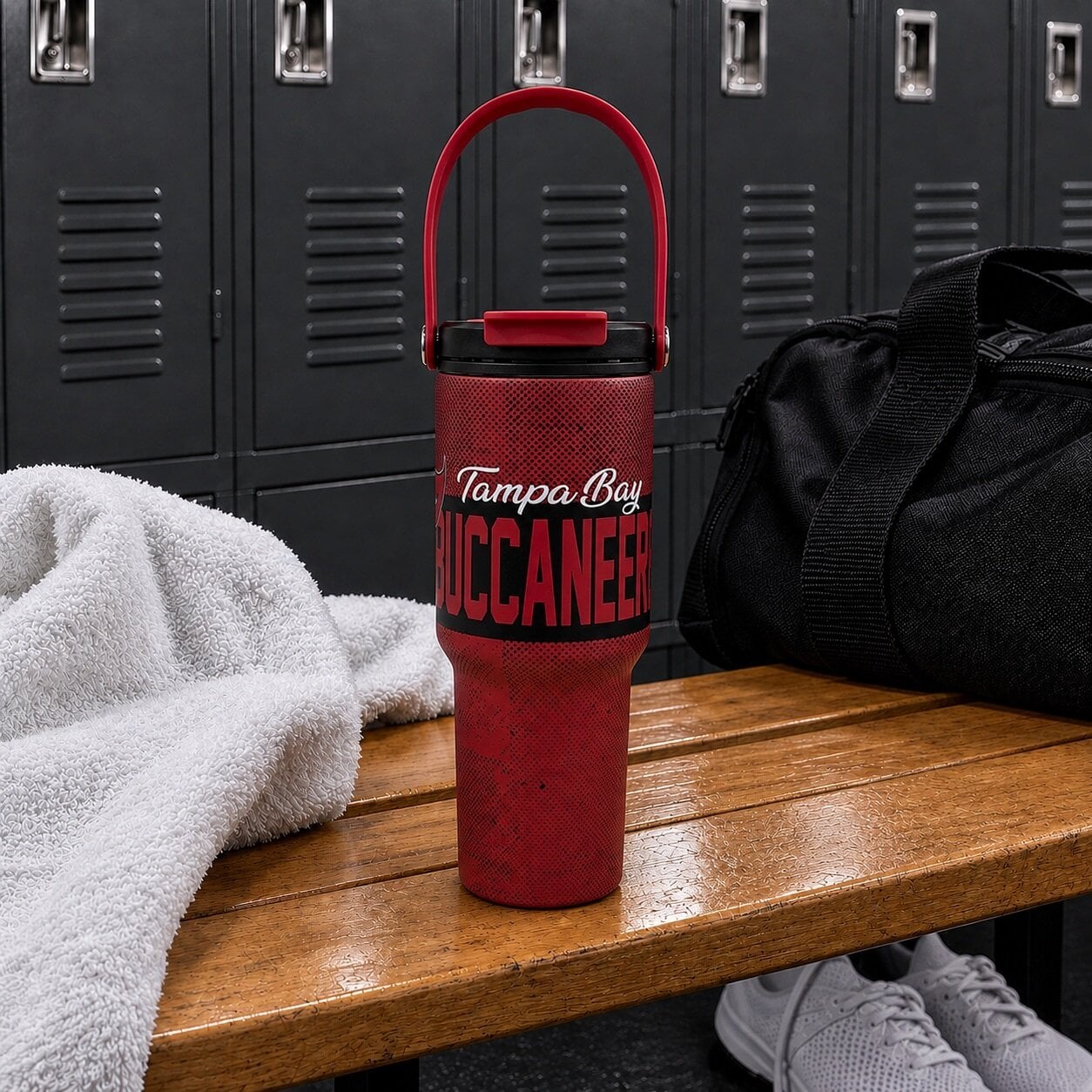 Gourde Pegasus Tampa Bay Buccaneers 710 ml (24 oz) en acier inoxydable à double bouchon et motif moucheté dégradé
