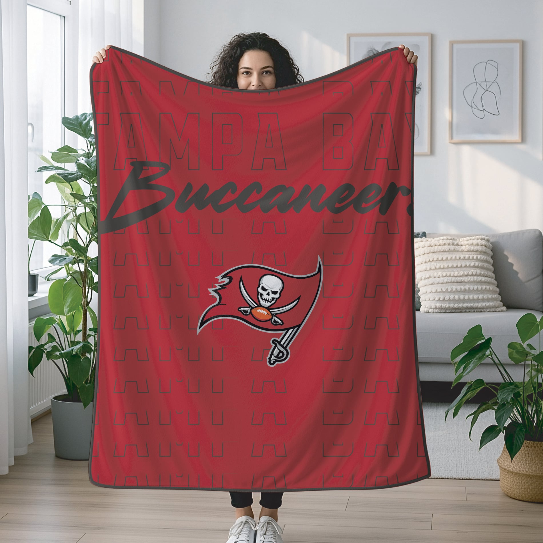 Pegasus Tampa Bay Buccaneers Echo Script Fade 50" x 60" Ultra Soft Throw Blanket