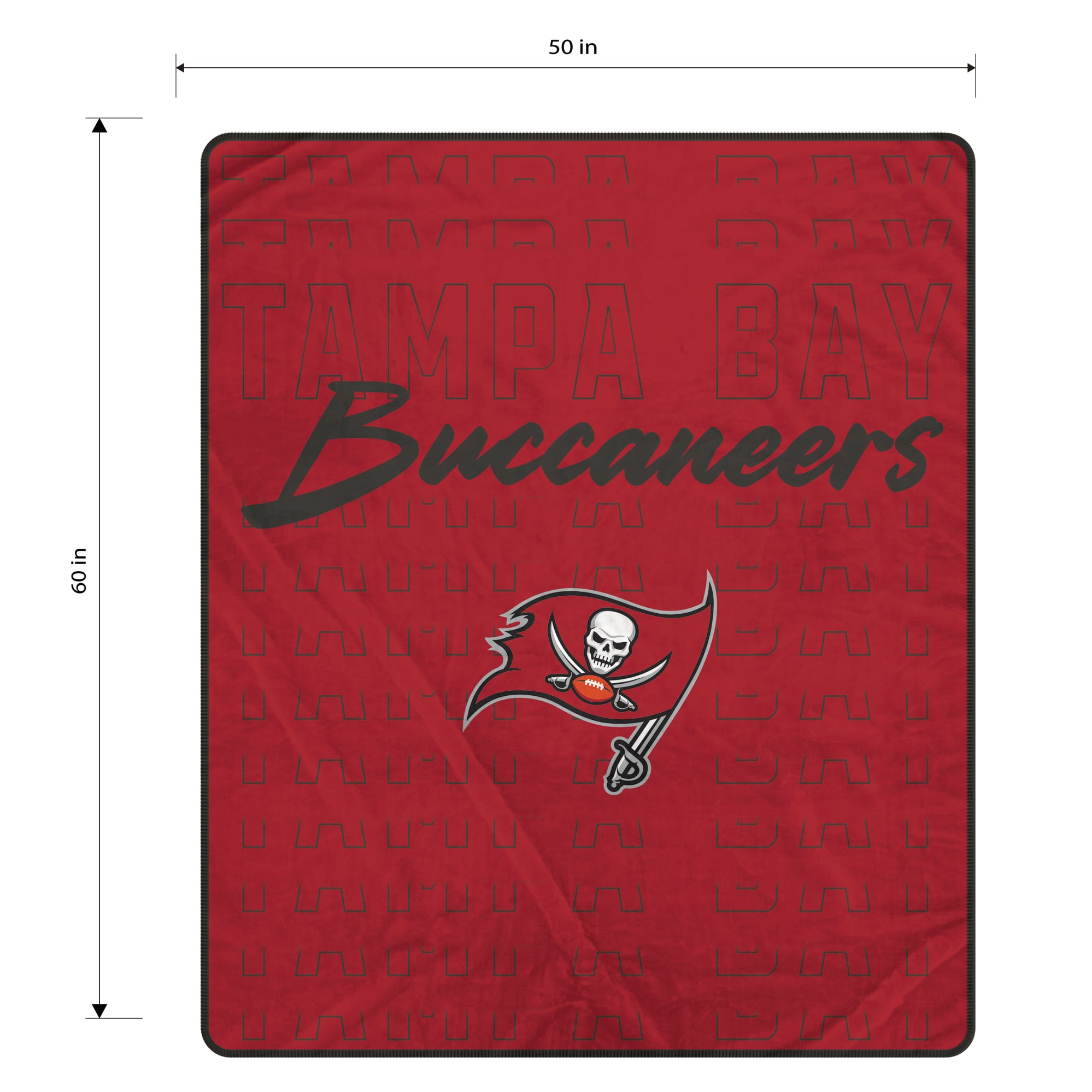 Pegasus Tampa Bay Buccaneers Echo Script Fade 50" x 60" Ultra Soft Throw Blanket