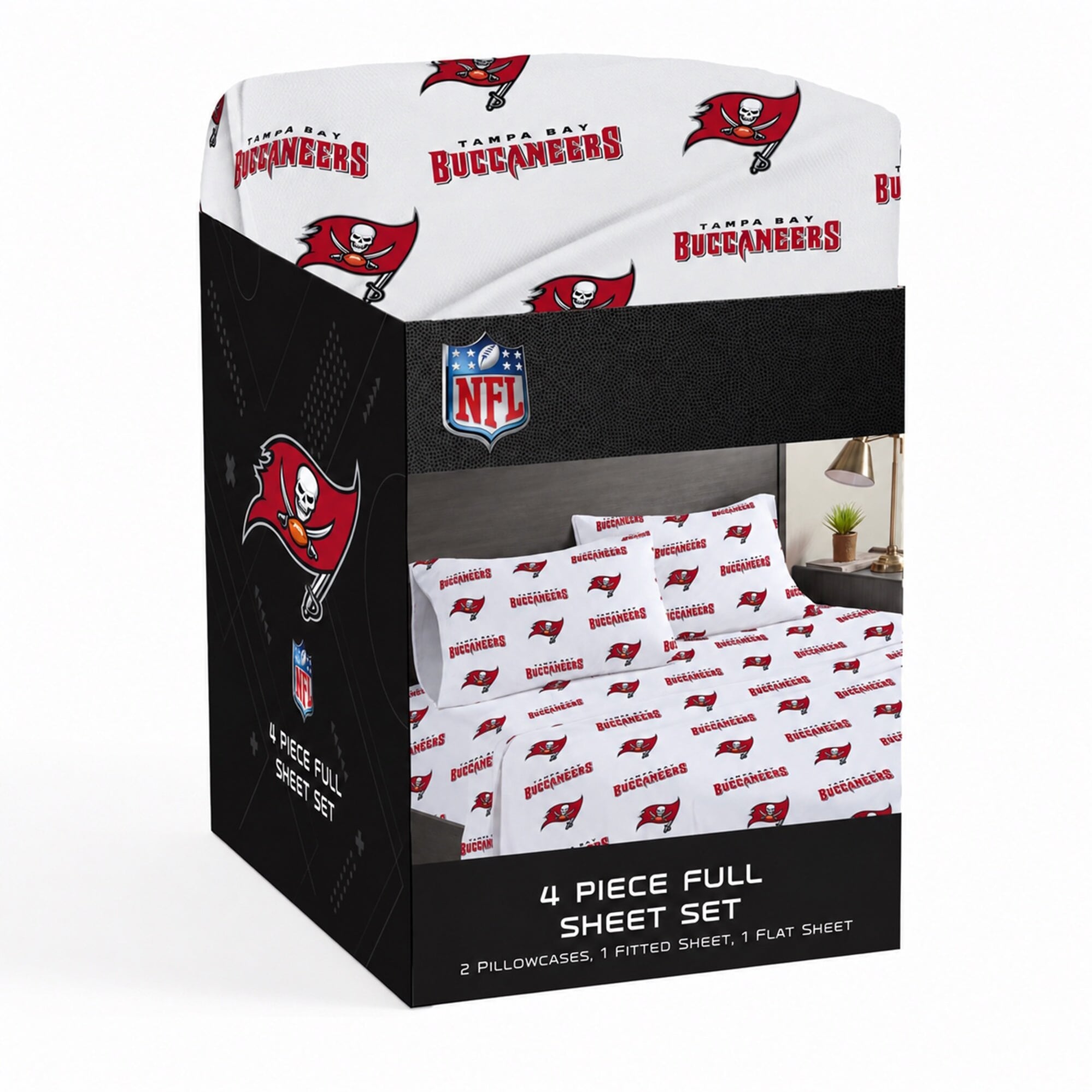 Ensemble de draps complets quatre pièces Pegasus Tampa Bay Buccaneers