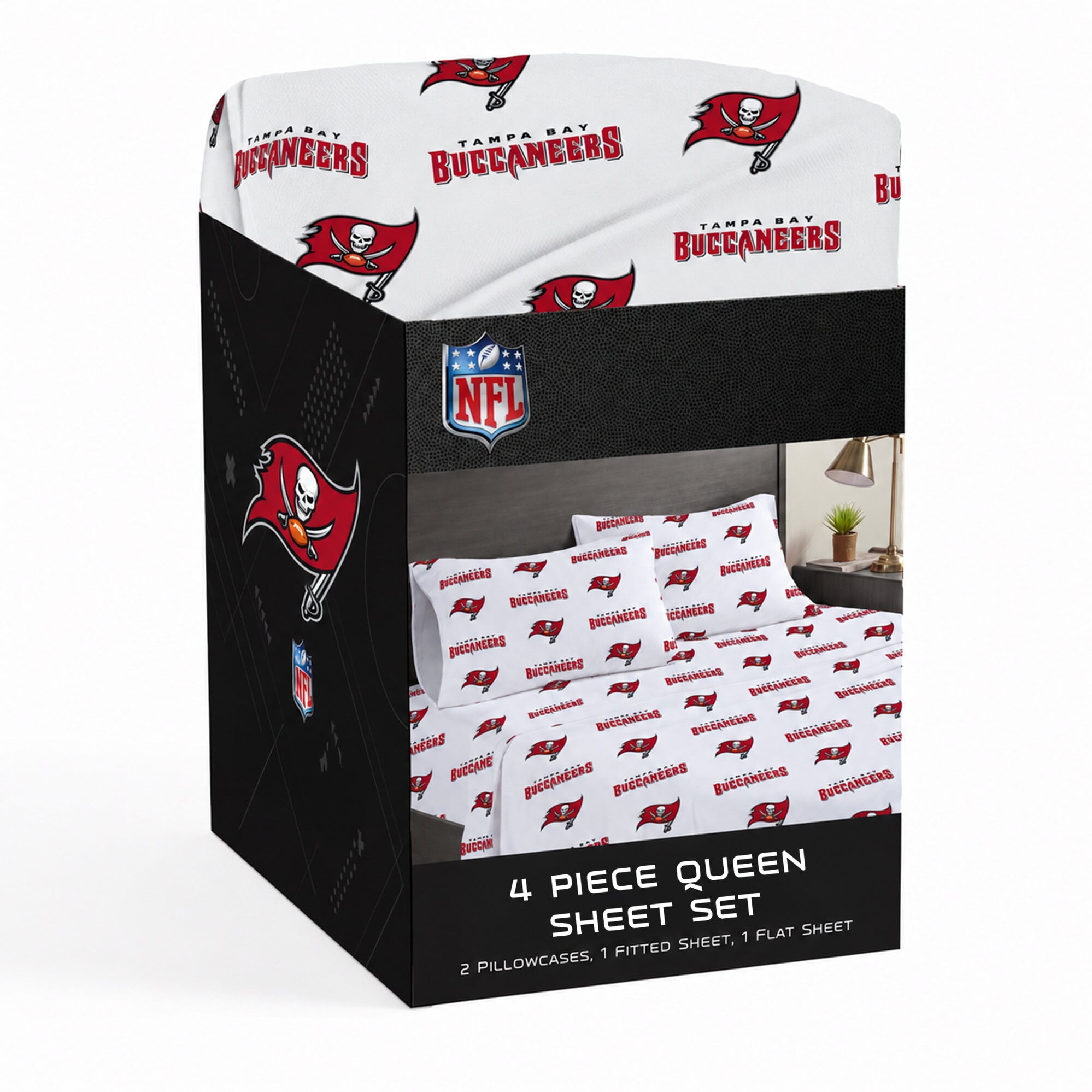 Pegasus Tampa Bay Buccaneers Four-Piece Queen Sheet Set