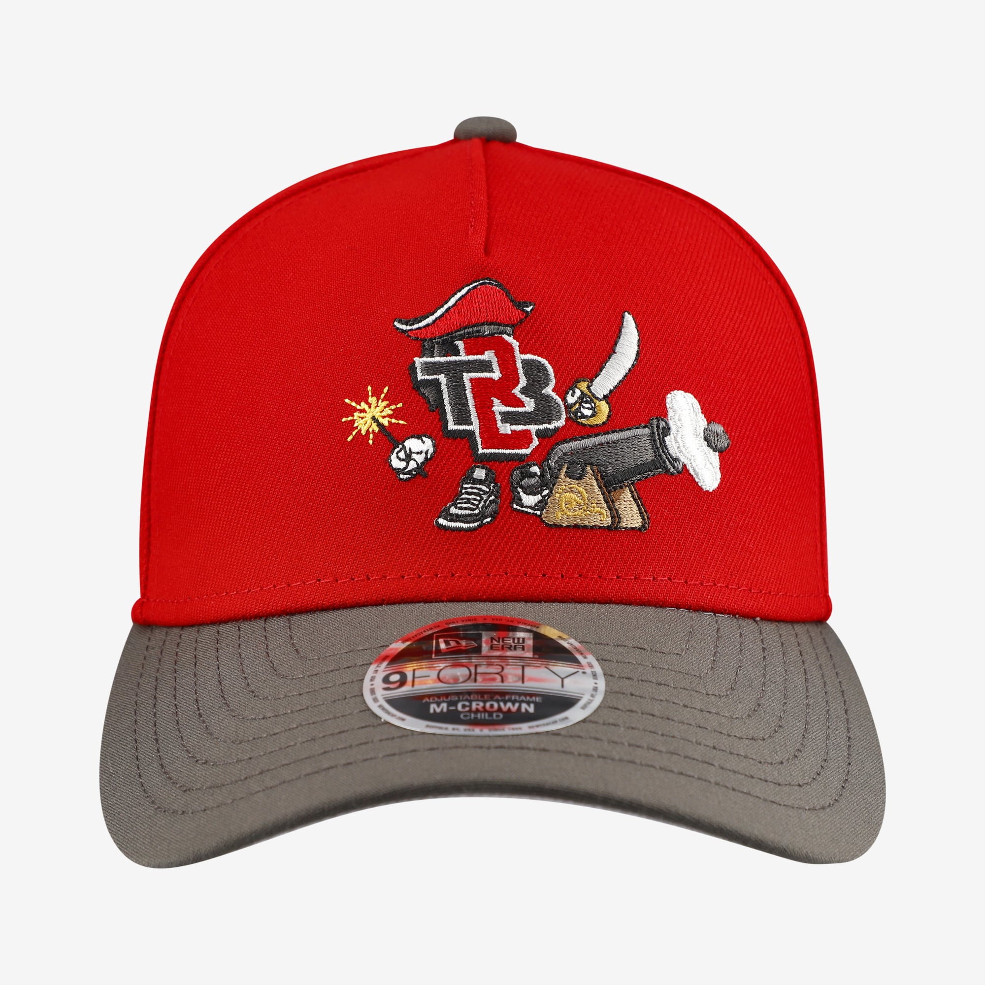 Casquette ajustable New Era rouge Tampa Bay Buccaneers 9FORTY M-Crown A-Frame à motif dessin animé pour enfants d'âge préscolaire