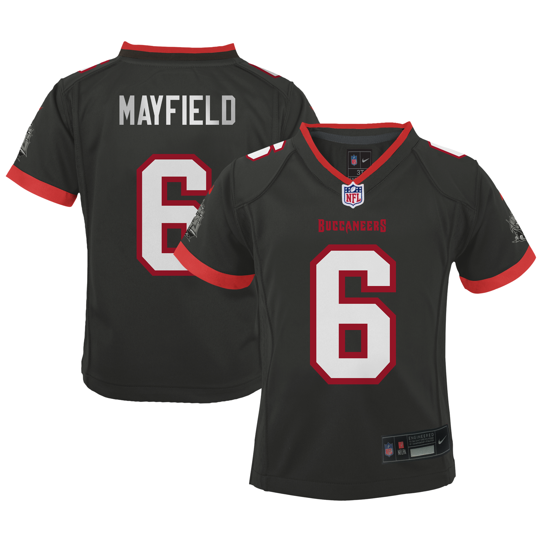 Maillot de jeu Nike Baker Mayfield rouge des Tampa Bay Buccaneers pour enfant d'âge préscolaire