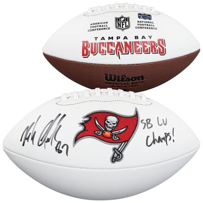 Ballon de football américain Wilson à panneau blanc autographié par Rob Gronkowski des Buccaneers de Tampa Bay, avec inscription « SB LV Champs » (Fanatics Authentic).